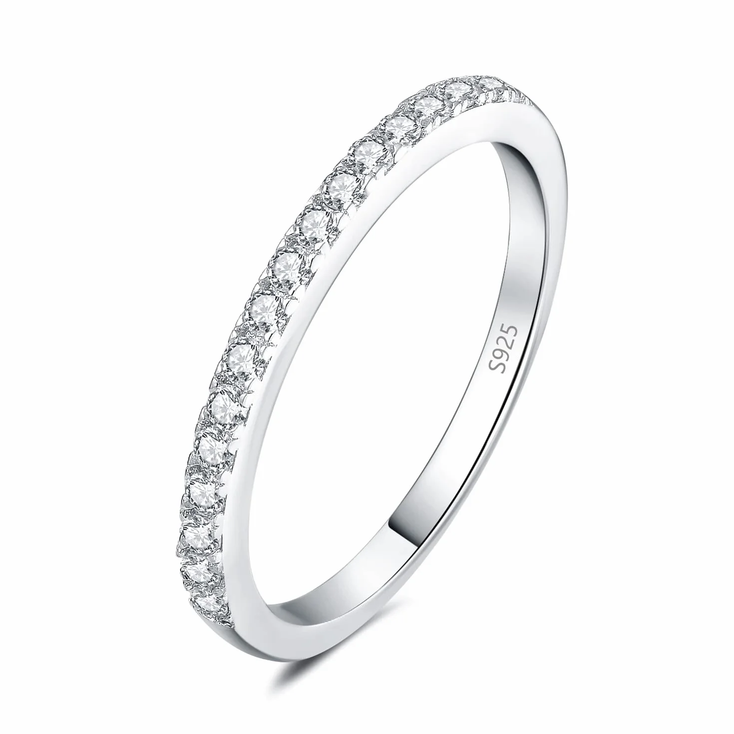 JewelryPalace Bague Demi Eternel Empilable 0.6ct Argent 925 Plaqué Or Jaune Or Rose Zircone Cubique Rond