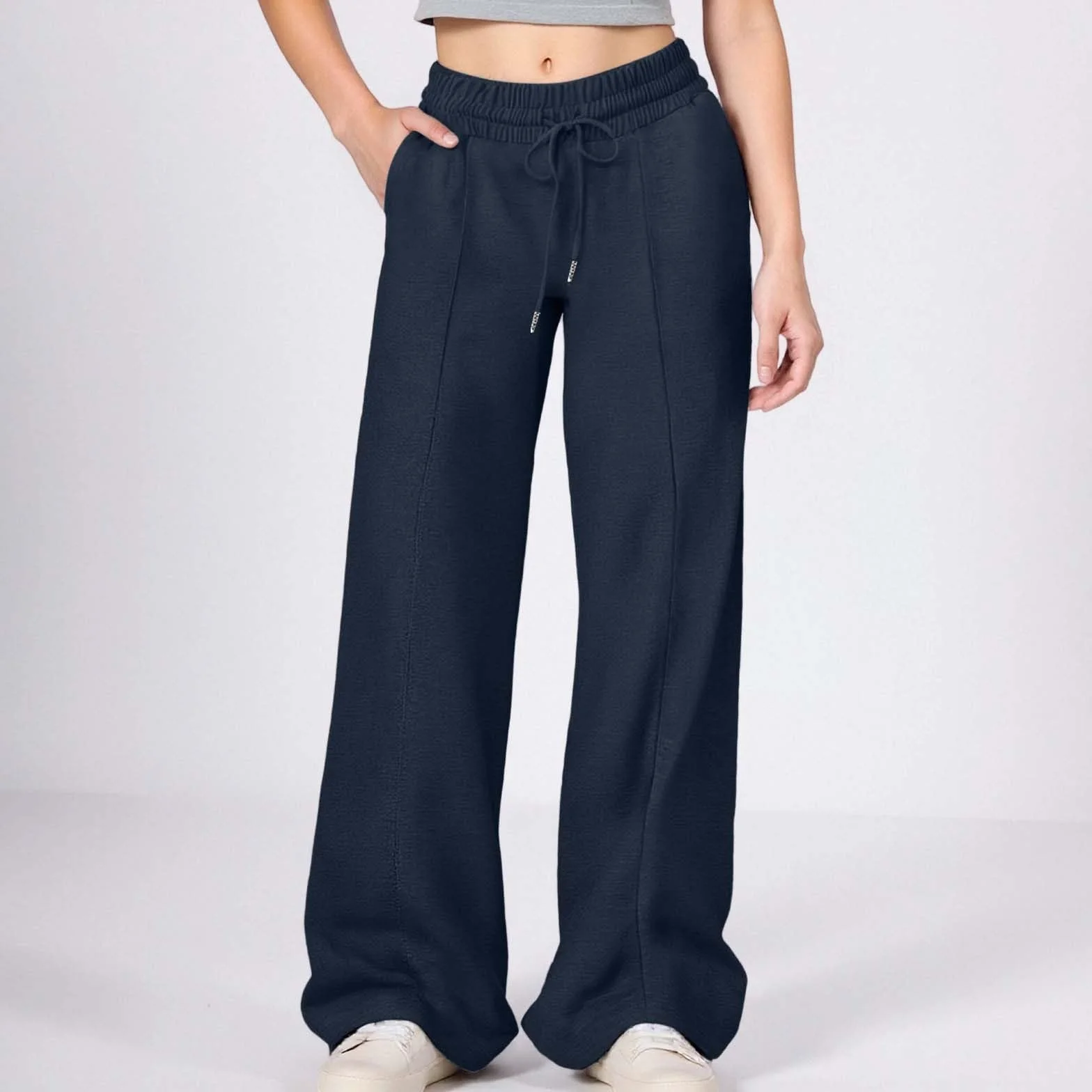 Pantalon Jogging Fille Ado Cordon Serrage Taille Élastique Baggy Unie Confort Léger Sport