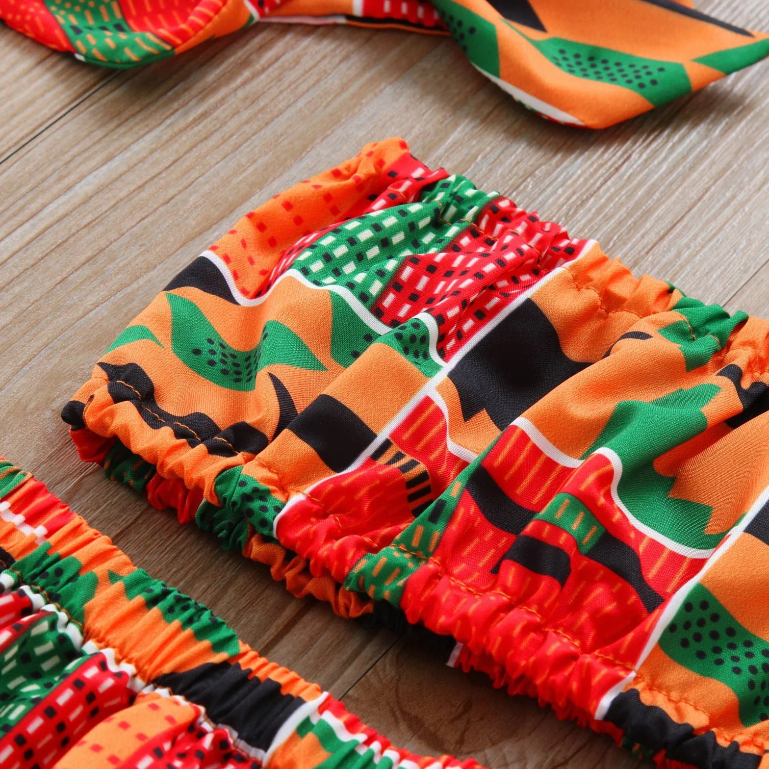 Ensemble Dashiki Africain pour Fille, Vêtements d'Été Bébé Ankara (Orange 18-24 mois)