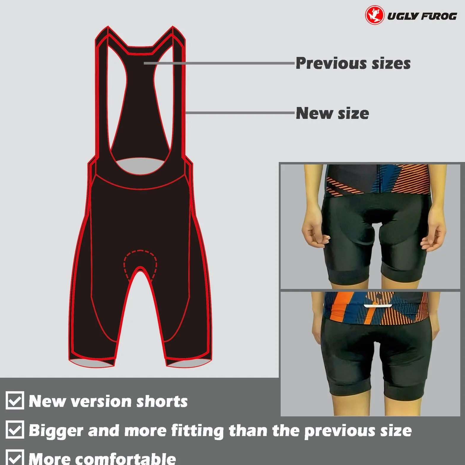 UGLY FROG Femmes Maillots Vélo Cyclisme Respirant Séchage Rapide Jersey Courtes Veste Shorts Coussin Rembourré