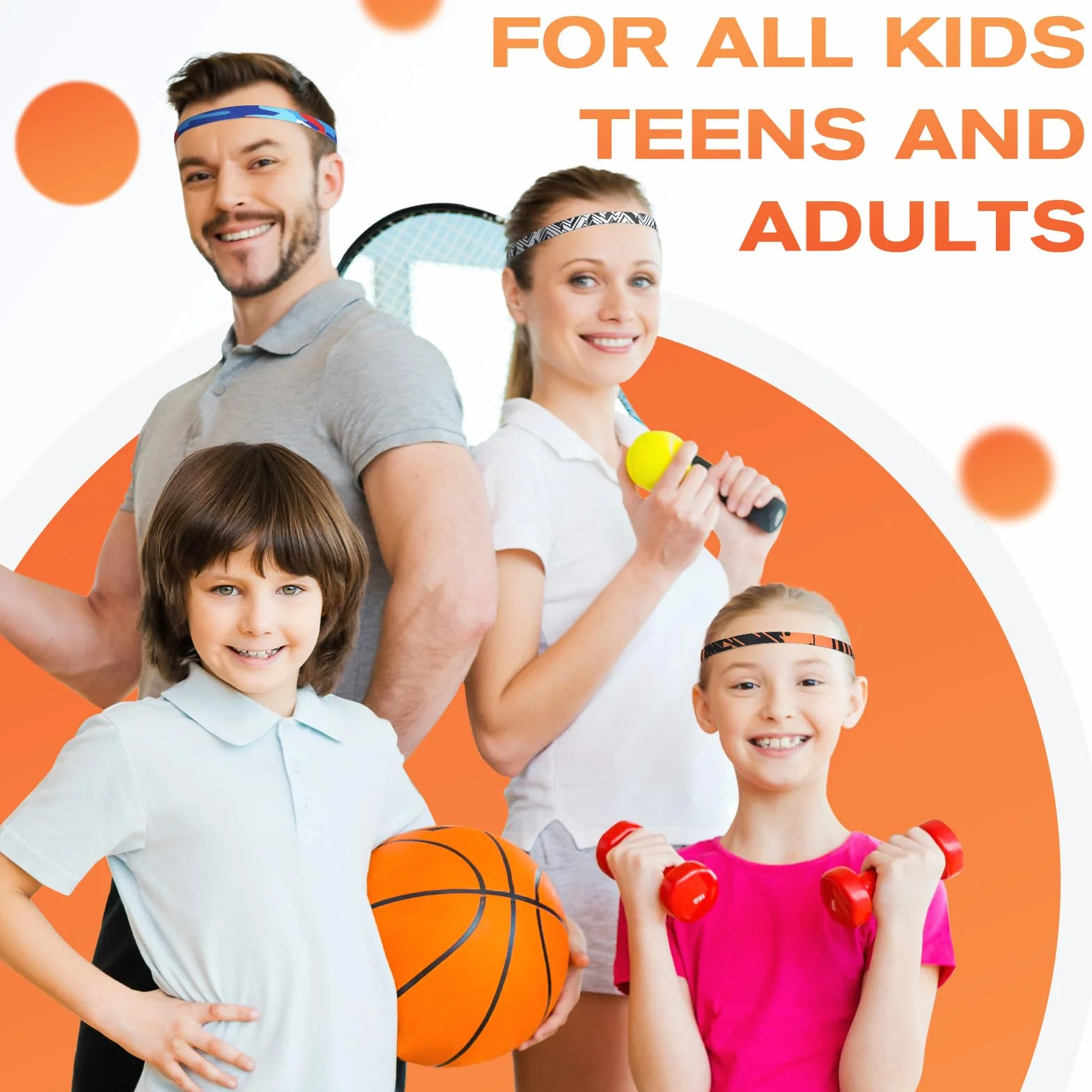 Blooms Bandeaux de Sport Antidérapant pour Homme Femme Enfant 5 Pcs