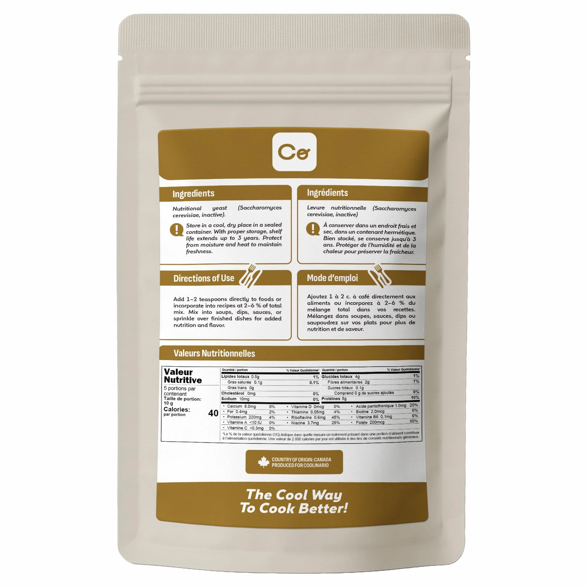 Coolinario Levure Nutritionnelle Non Enrichie (56 g) Assaisonnement Végan au Goût Noisette | Riche en Protéines, Fibres & Minéraux | Pour Snacks, Sauces & Vinaigrettes | Sans Gluten