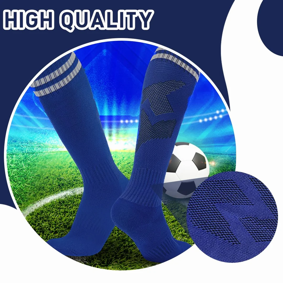 Chaussettes de Football Enfant Antidérapantes 26-34 Bleu Marine Noir Blanc