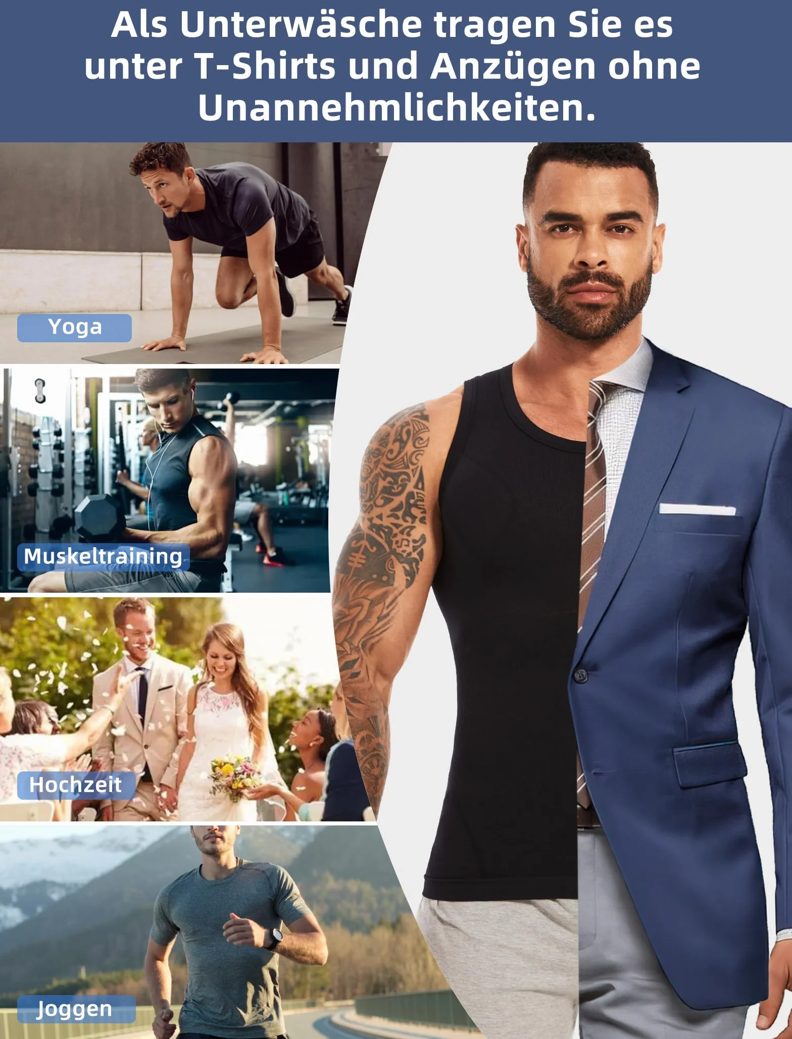 MISS MOLY Shapewear T-shirt de compression pour homme sans manches Body Shaper élastique ventre plat