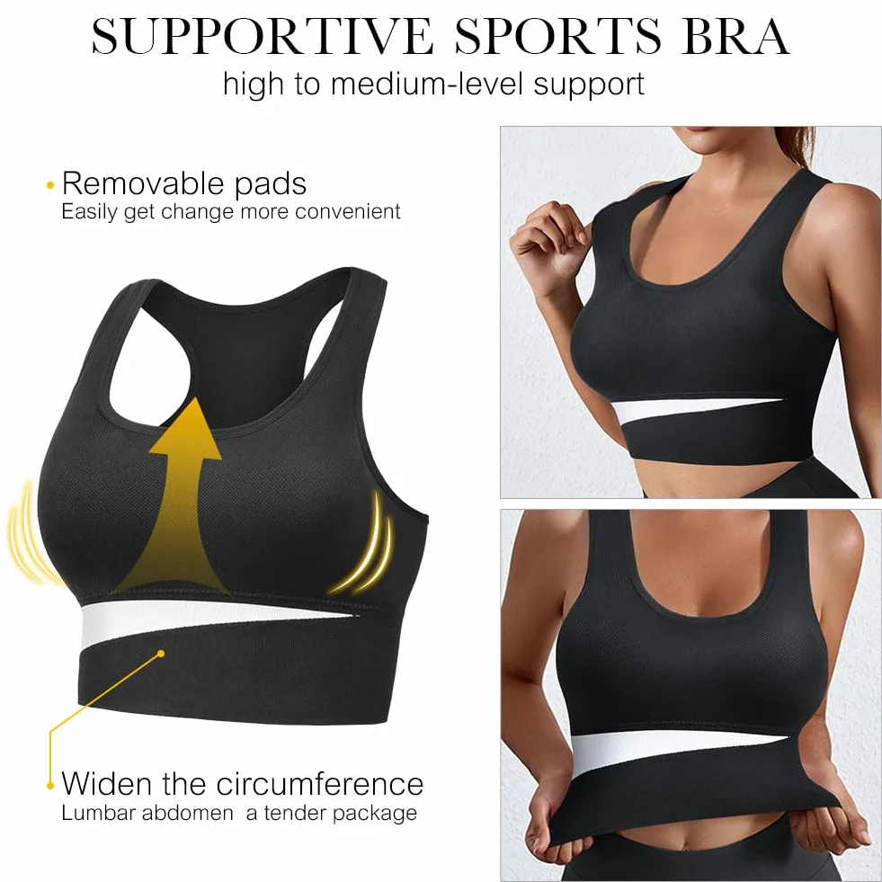 Soutien Gorge Sport Femme Maintien Fort Anti Affaissement Bustier Rembourrage Confortable Fitness Course à Pied M