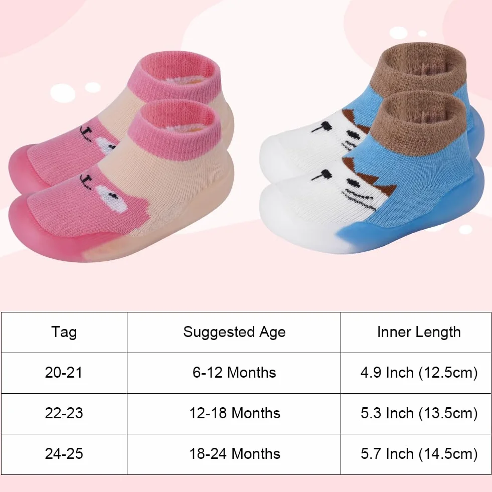 Aolso Bébé Chaussettes Antidérapantes Chaussons Semelle Souple pour Marche Fille Garçon
