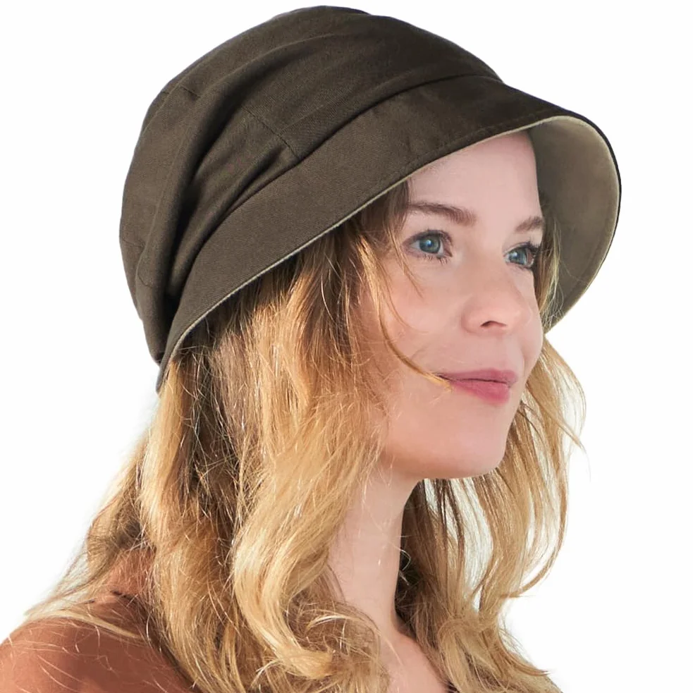 Chapeau De Soleil Coton Bio Mode Japonais Casquette Été Femme Bob Bonnet Chimio Réversible Pliable