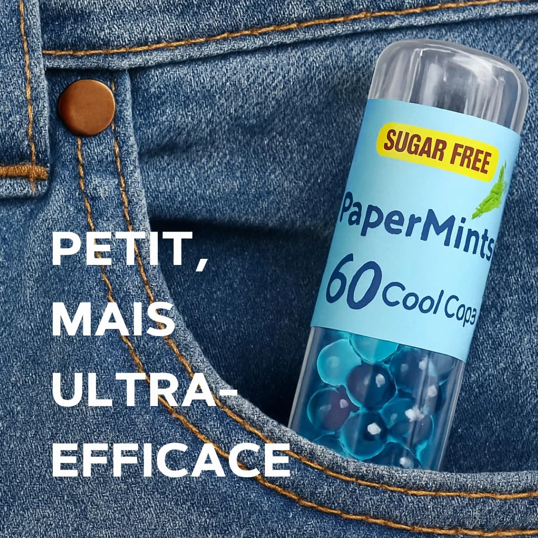 PAPERMINTS Billes à la Menthe Haleine Fraîche Bonbon Menthol Sans Sucre 60 Billes
