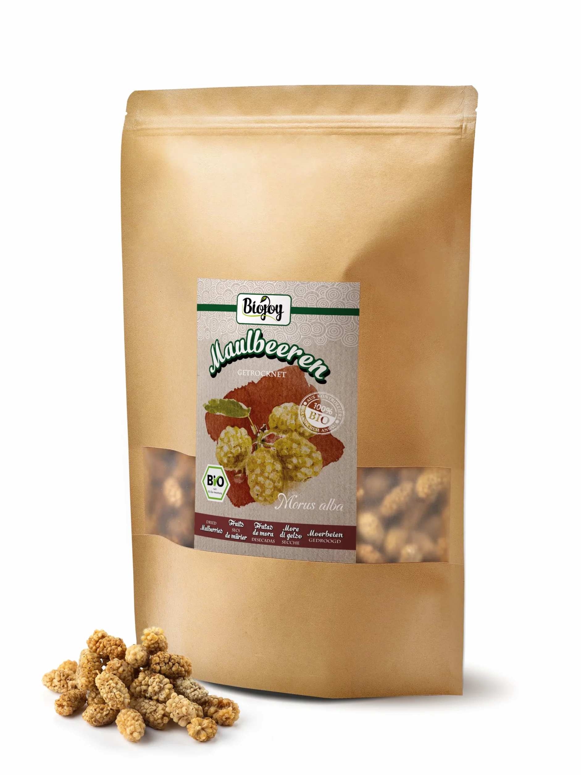 Biojoy Mûres blanches séchées BIO (1 kg), entières et non-soufrés