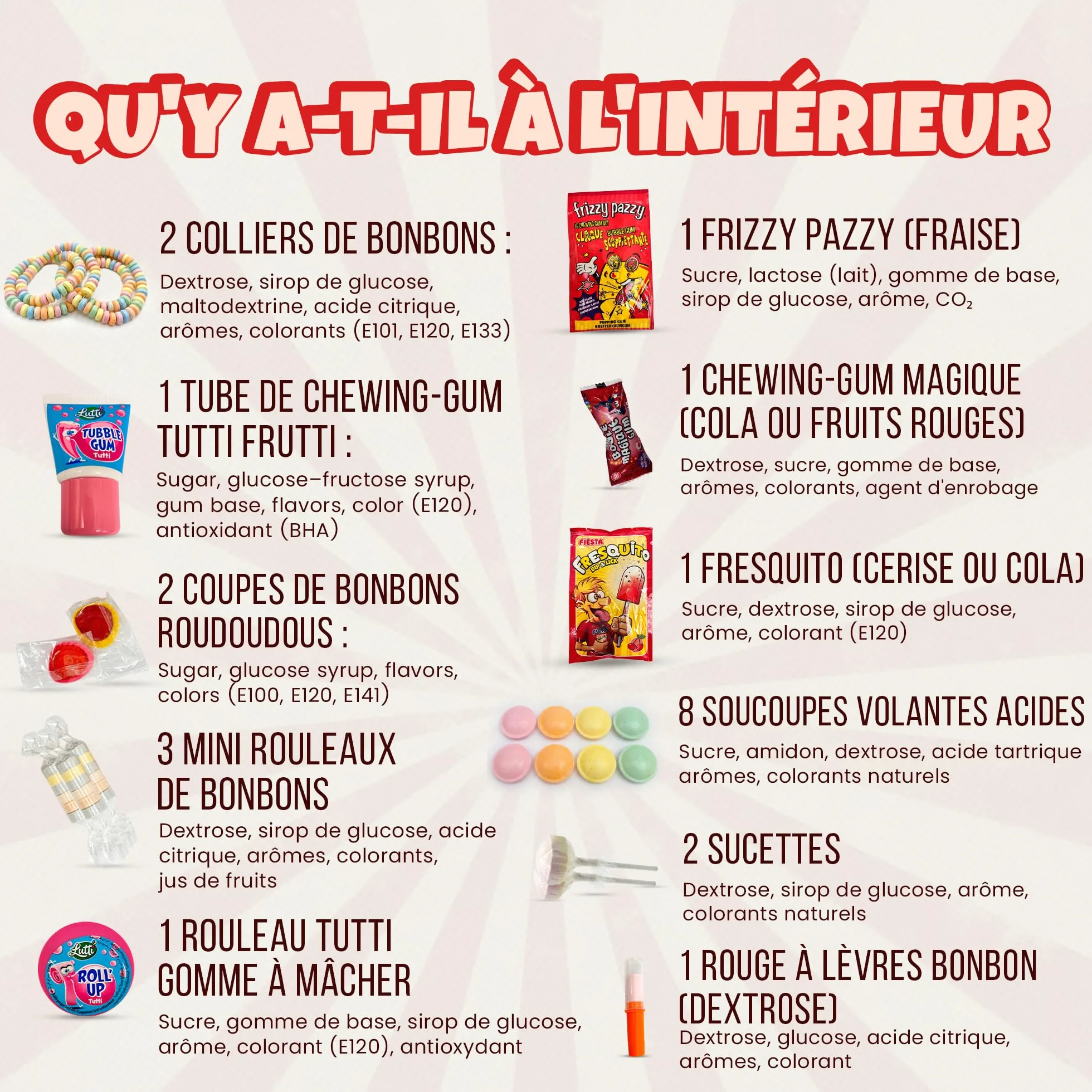 Mini Box Bonbons Années 80-13 références différentes pour redécouvrir le plaisir des bonbons des années 80 - Assortiment de confiseries 300g