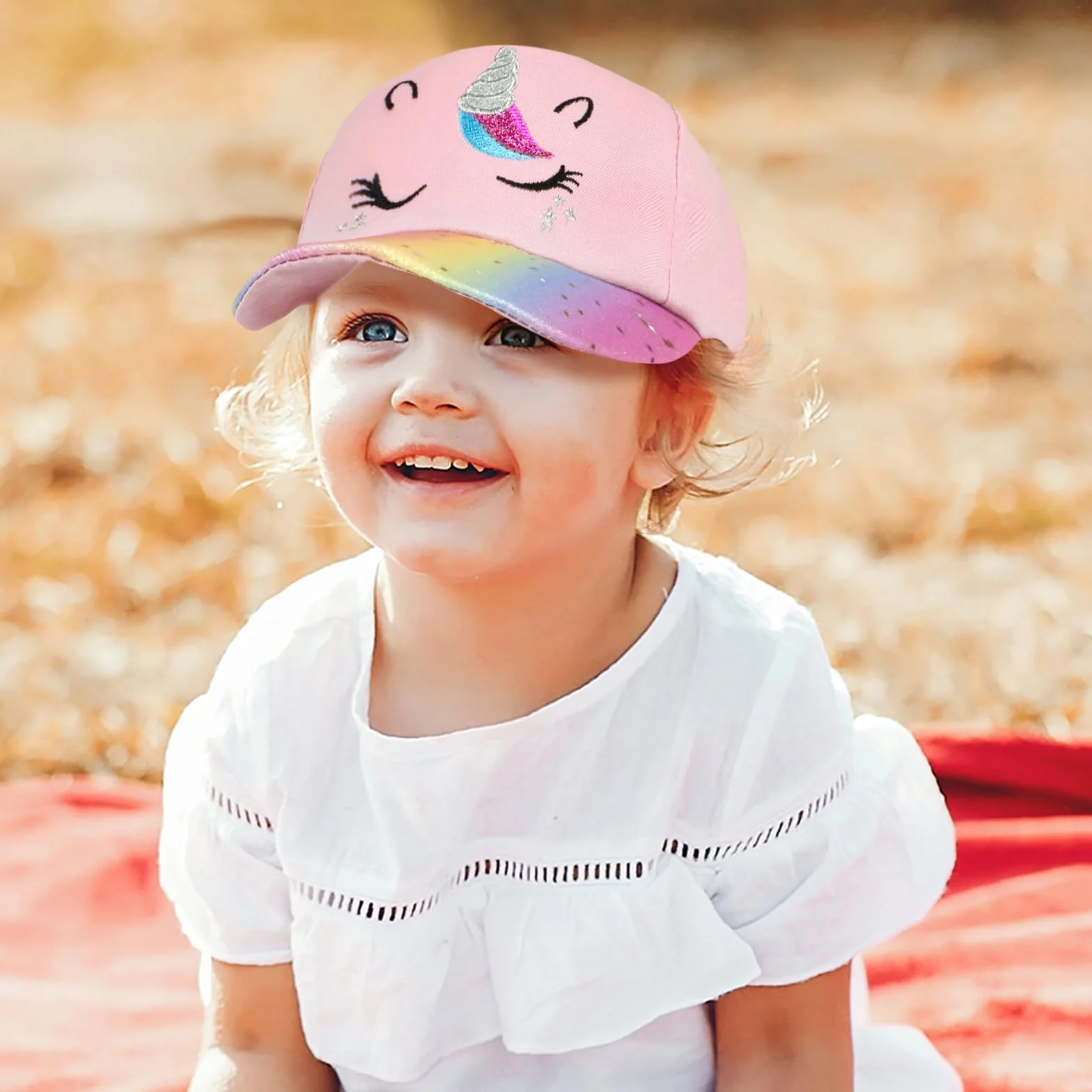 Licorne Casquette Lunettes de Soleil Enfants Fille, Réglable Chapeau de Sport Polarisées Été Accessoires