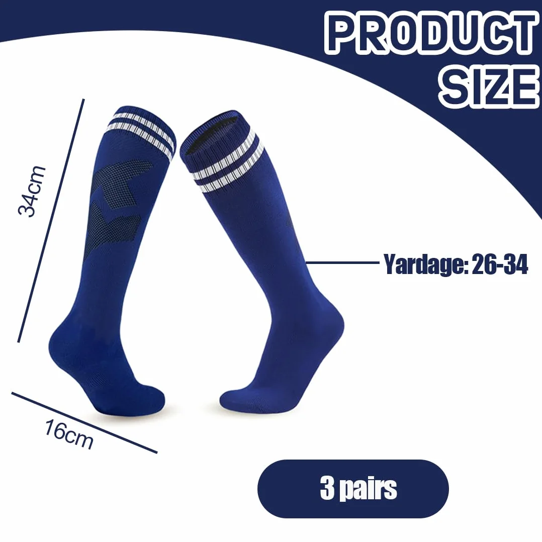 Chaussettes de Football Enfant Antidérapantes 26-34 Bleu Marine Noir Blanc