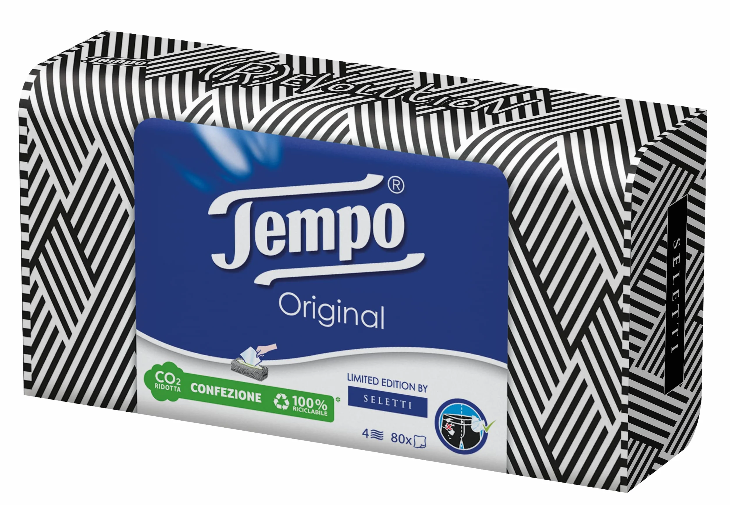 Tempo, Boîte de mouchoirs en papier, 3 boîtes de 80 mouchoirs jetables, 4 couches, 4 graphiques assortis, emballage recyclable