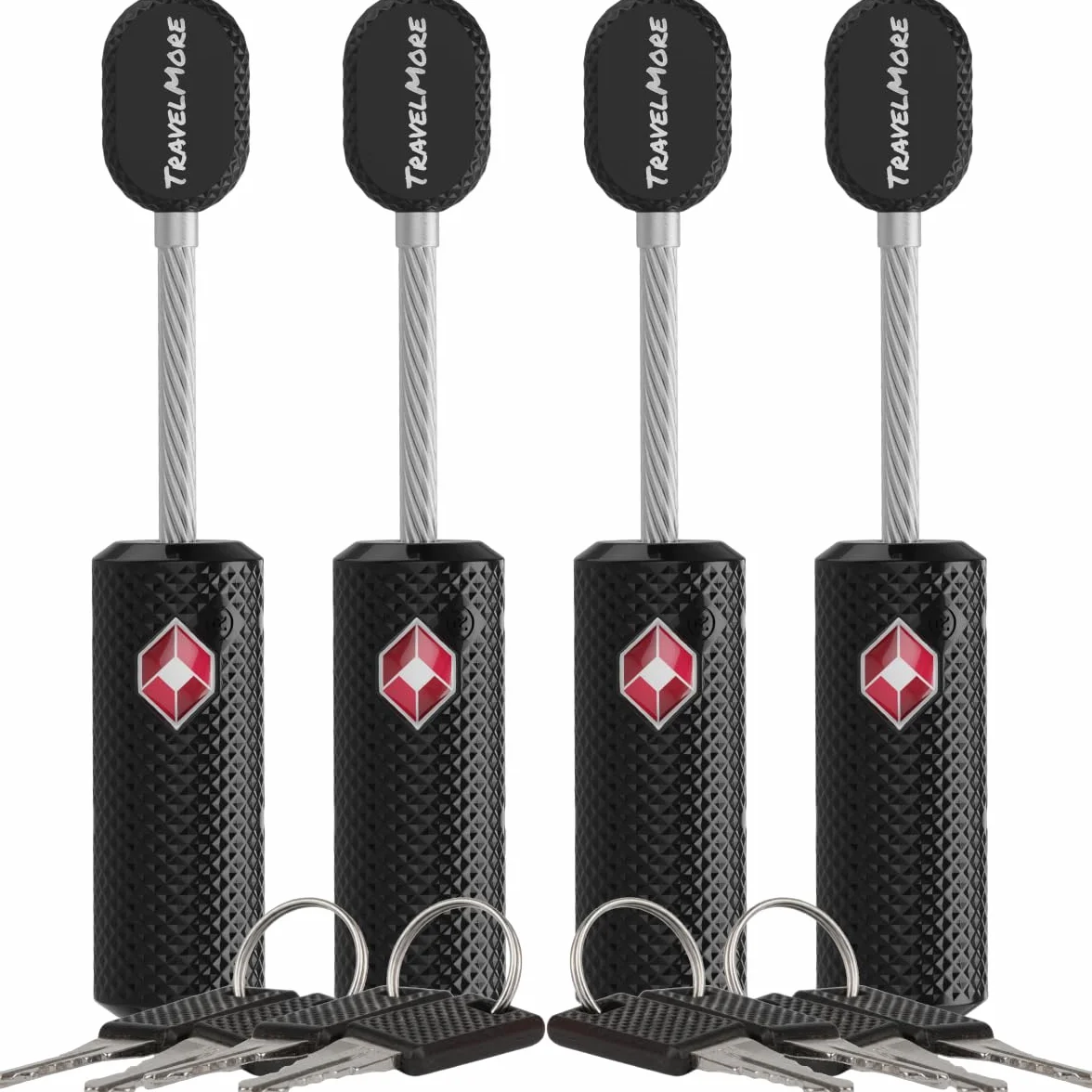 Lot de 4 Cadenas TSA à Clé pour Valise Antivol Bagages Voyage Noir