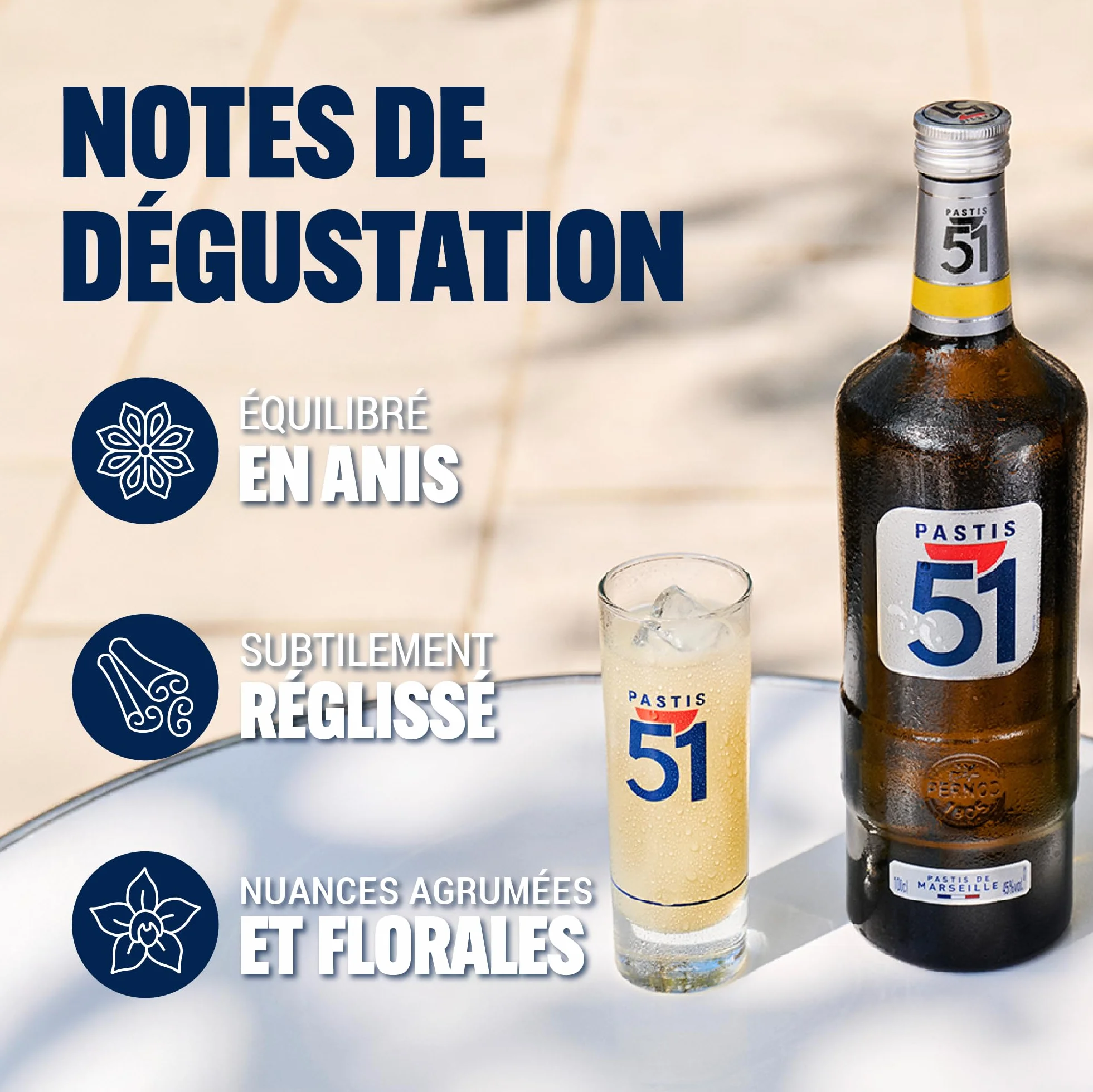 PASTIS 51 Apéritif anisé Pastis de Marseille - 45%, 150cl