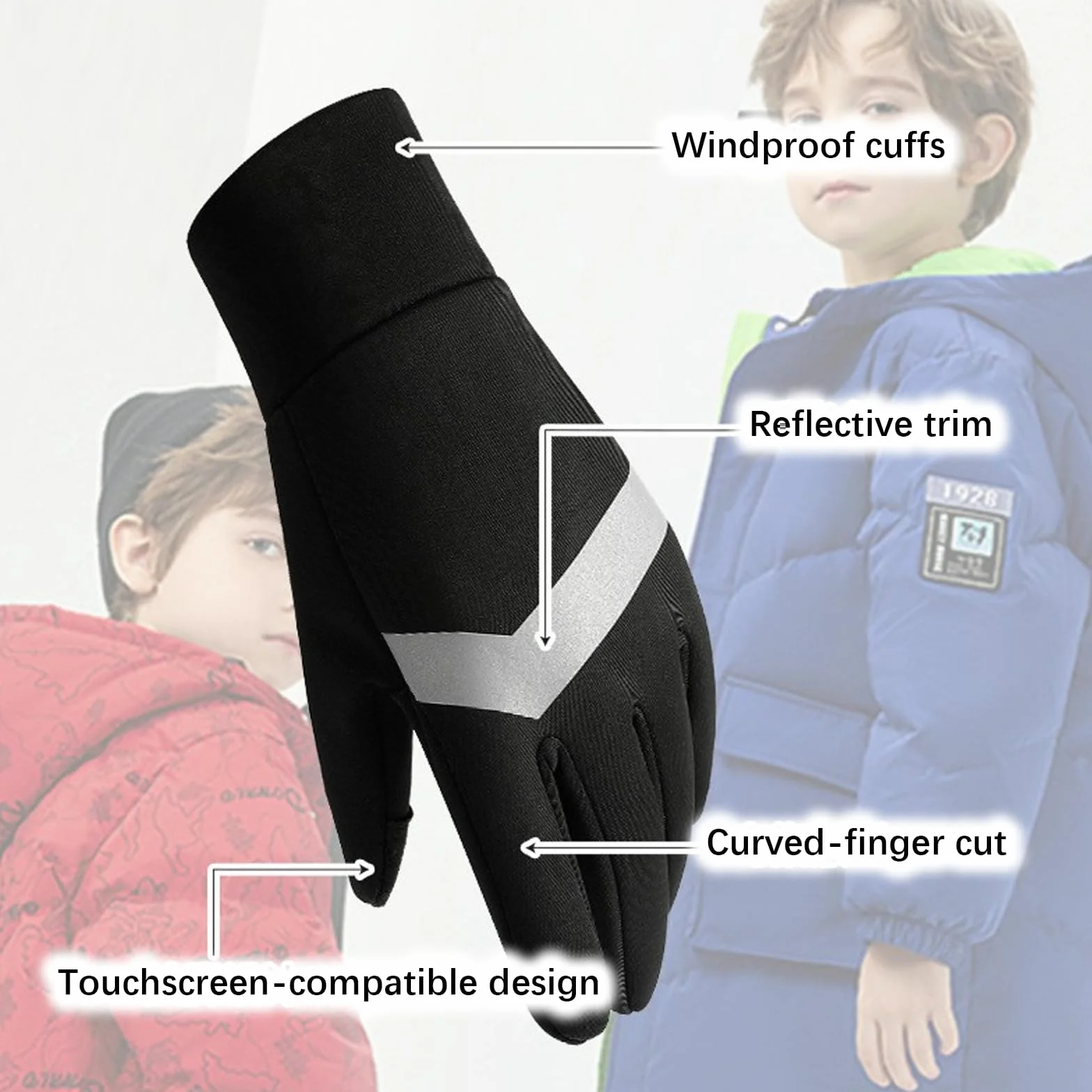 Gants Thermiques d'Hiver Imperméables Antidérapants pour Écran Tactile Enfants Course Randonnée Ski Camping Coupe-Vent