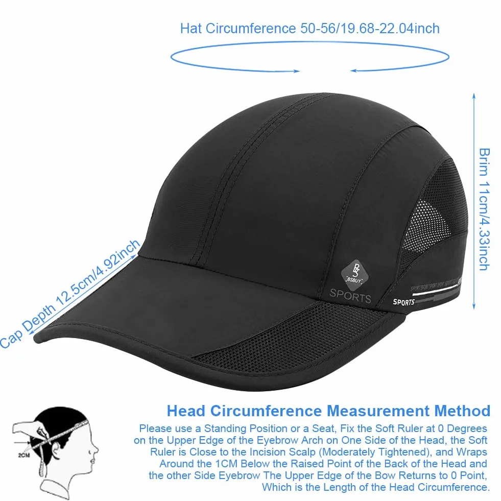 Casquette Respirant Séchage Rapide UPF 50+ Sport Mesh Hat Running Pliable Unisexe 50-56cm