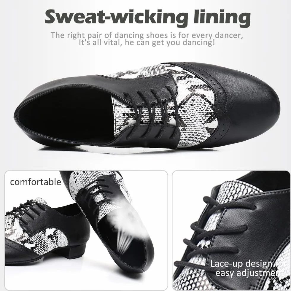Chaussures de Danse Latine Cuir Professionnelle Homme Salsa Tango Salle de Bal Modèle L147