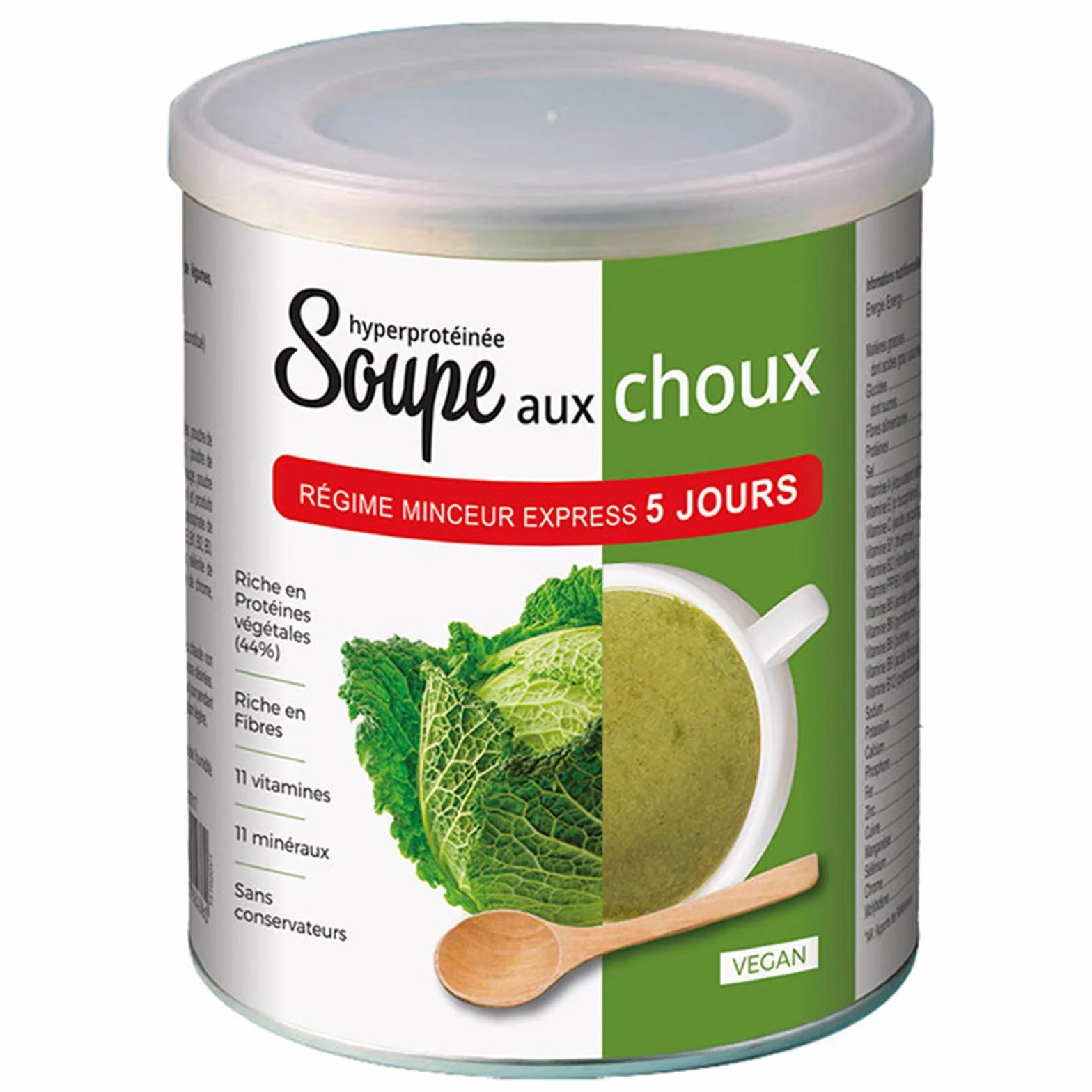 NUTRI EXPERT - Soupe aux choux vegan - Riche en protéines d'origine végétale & fibres - 11 vitamines & minéraux - Sans matière grasse - Cure express 5 jours - 250 gr