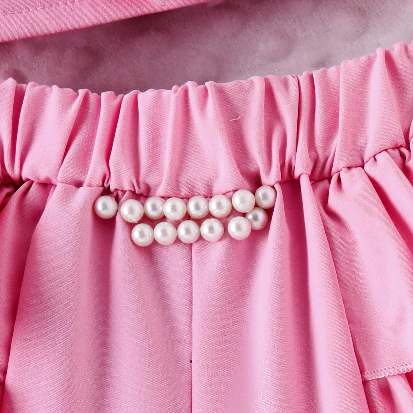 Survêtement pour enfant fille 2 pièces T-shirt short dentelle stretch été couleur unie bretelles sans manches nœud