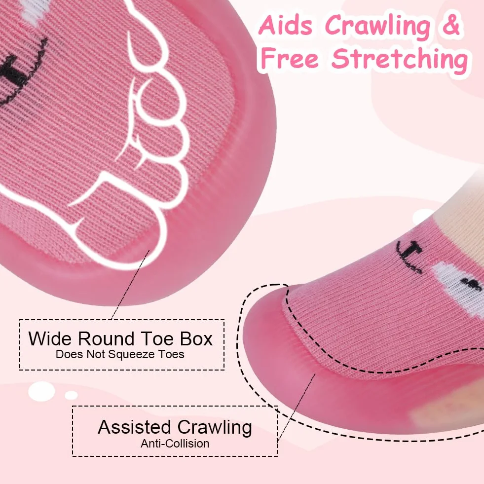 Aolso Bébé Chaussettes Antidérapantes Chaussons Semelle Souple pour Marche Fille Garçon