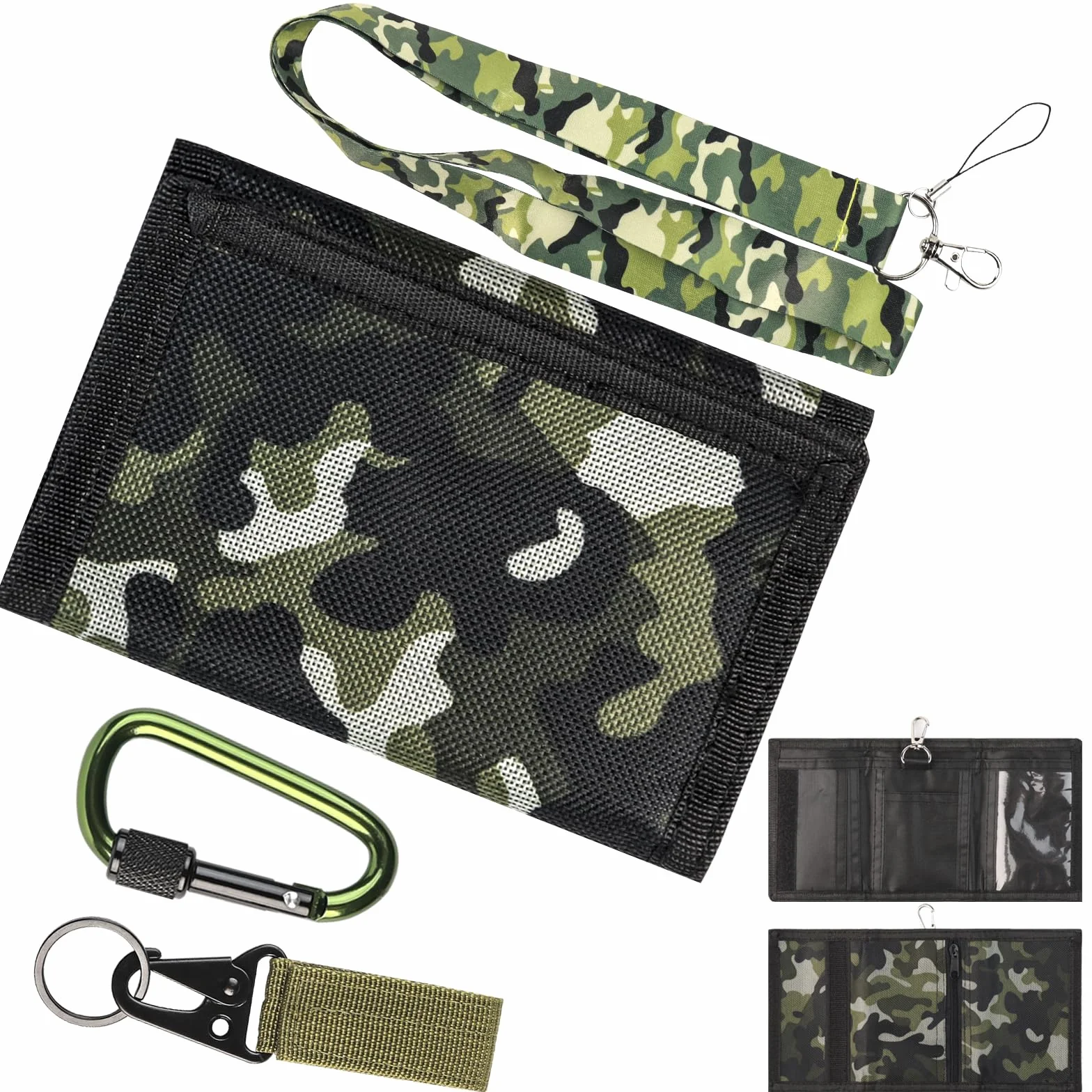 Portefeuille Camouflage Garçons Tissu Polyester avec Fermeture Éclair Boucle Hawkbill