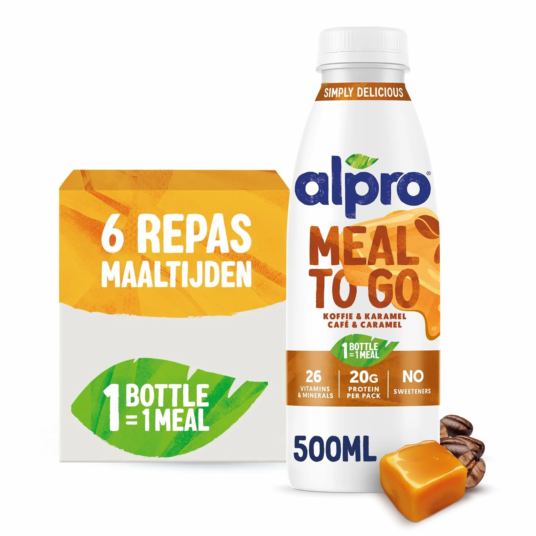 Alpro Boisson Substitut de Repas Café Caramel 500ml – 6 x 500g - Repas Complet à Boire