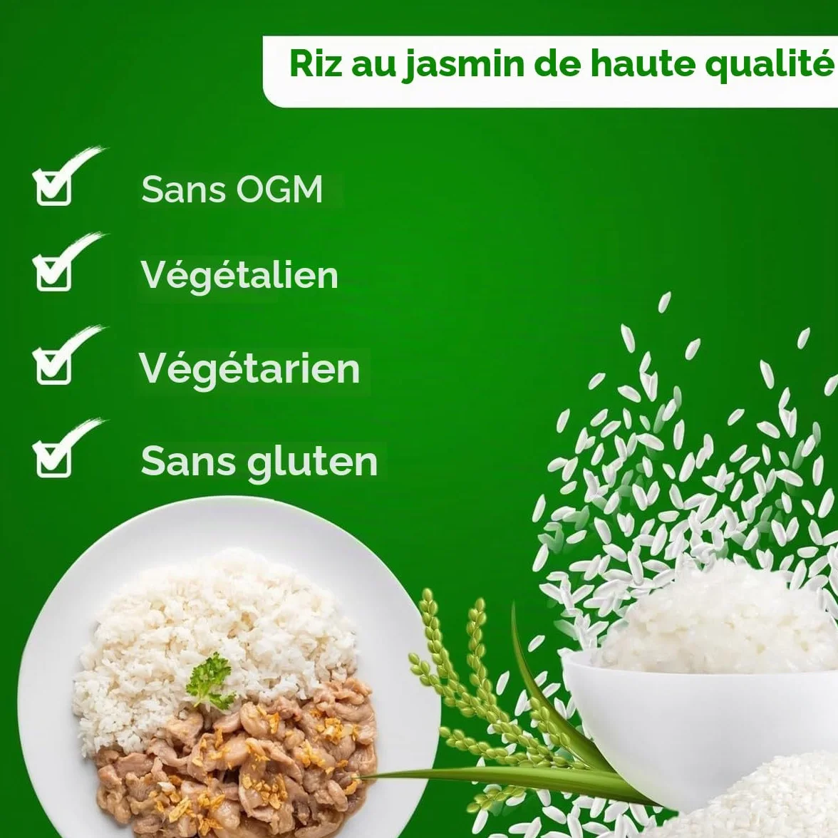 Riz parfumé Royal Thai Rice Jasmin à grains longs 18 kg – Qualité supérieure de Thaïlande, 100 % riz naturel | Idéal pour les plats wok, les cuisines asiatiques et les accompagnements avec autocollant