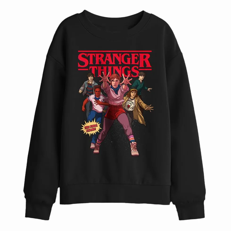 Stranger Things Final Stand Comic Kids Sweatshirt Black