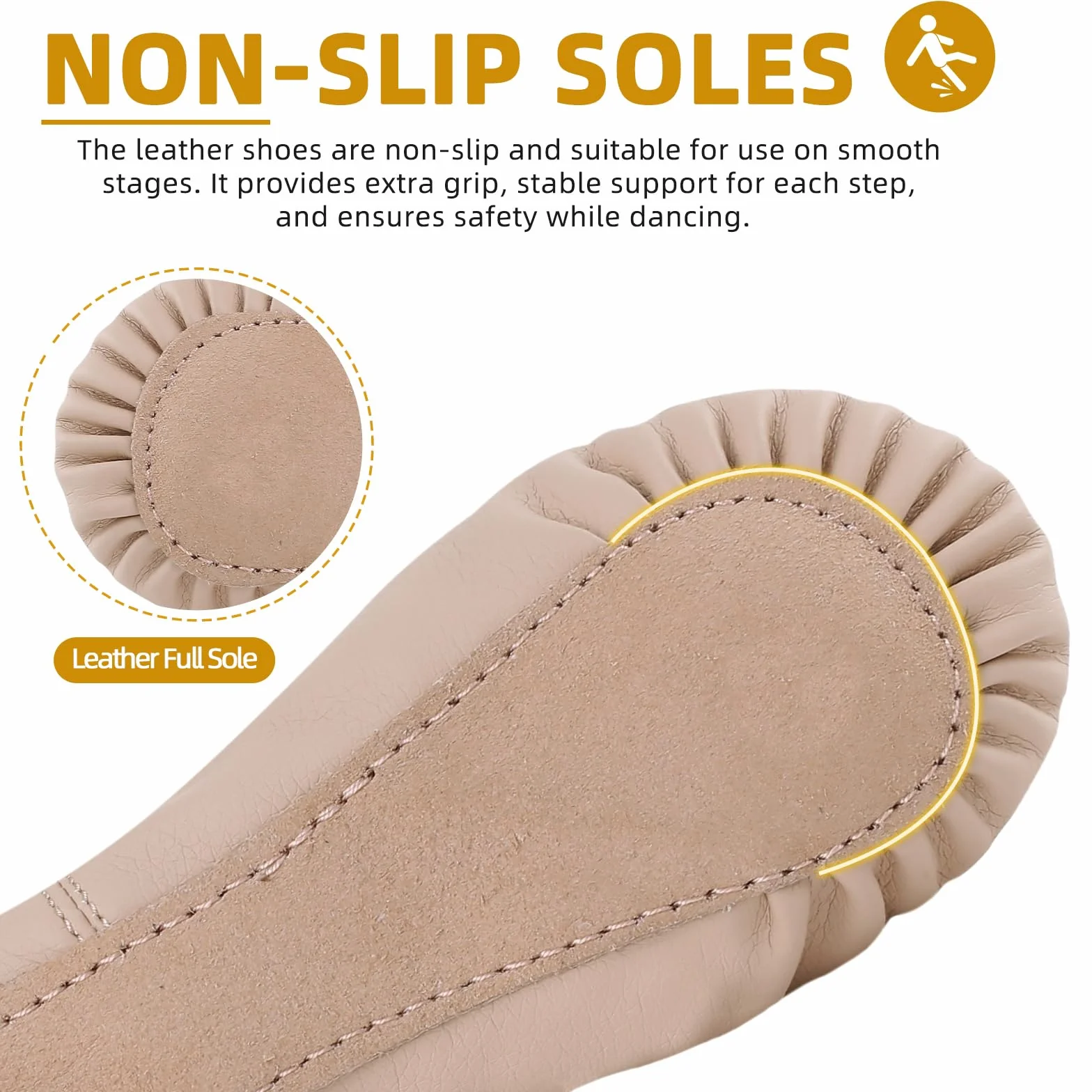 Acfoda Chaussures de Danse Fille Classique Cuir Semelle Complète Chaussons Ballet Ballerine