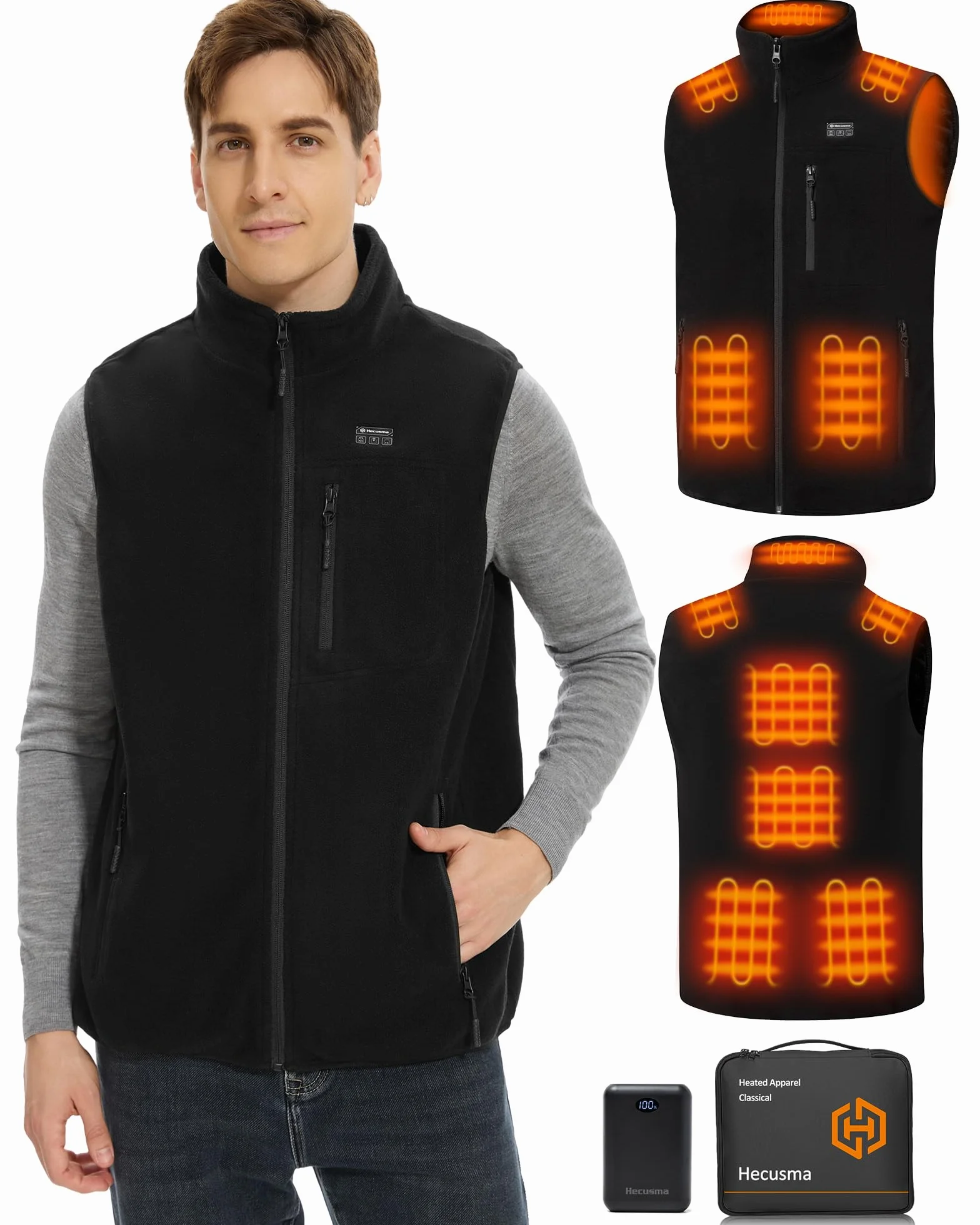 Polaire Gilet Chauffant Hommes Batterie 16000mAh 7.4V Incluse