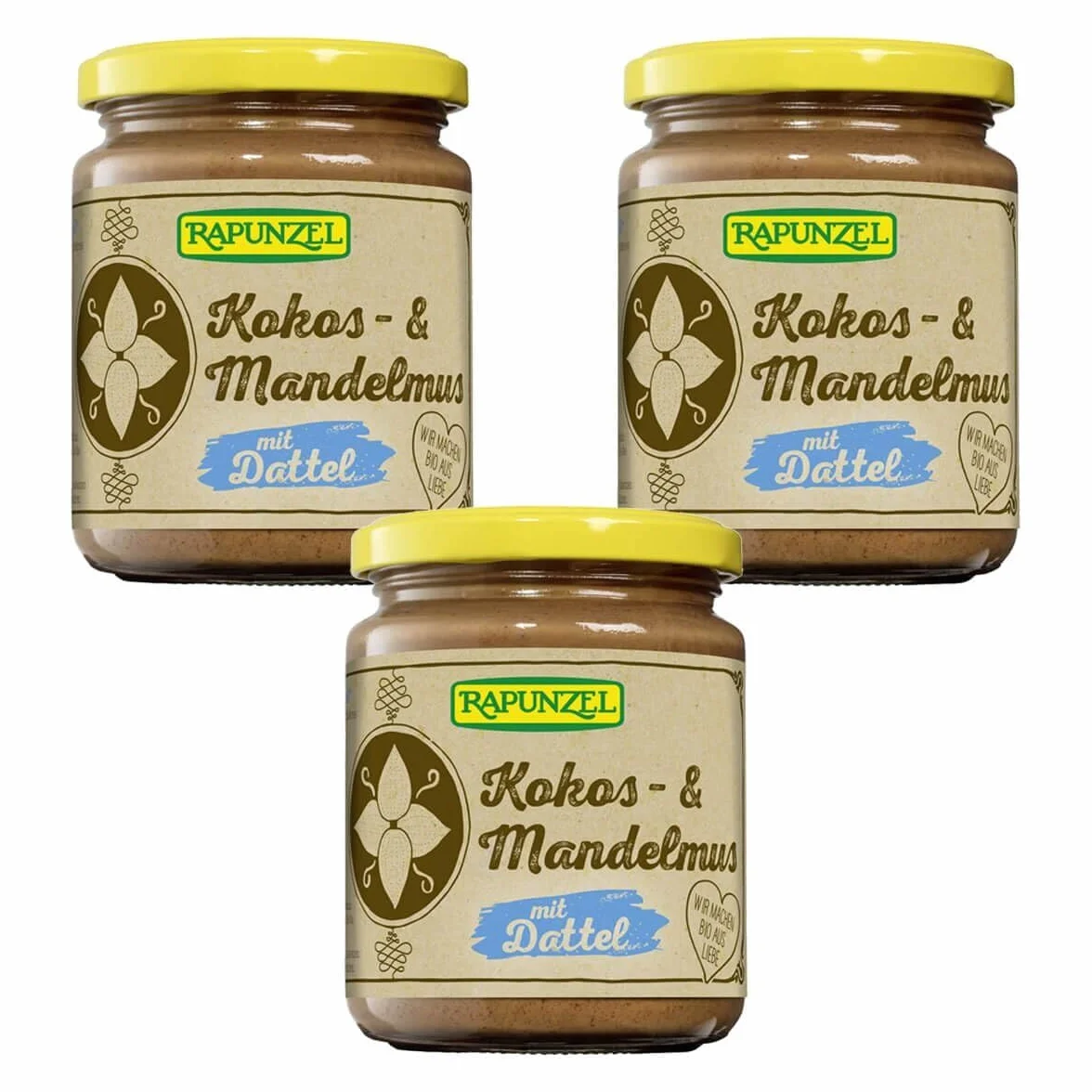 Rapunzel Beurre de noix de coco et d'amande aux dattes - Lot de 3 x 250 g