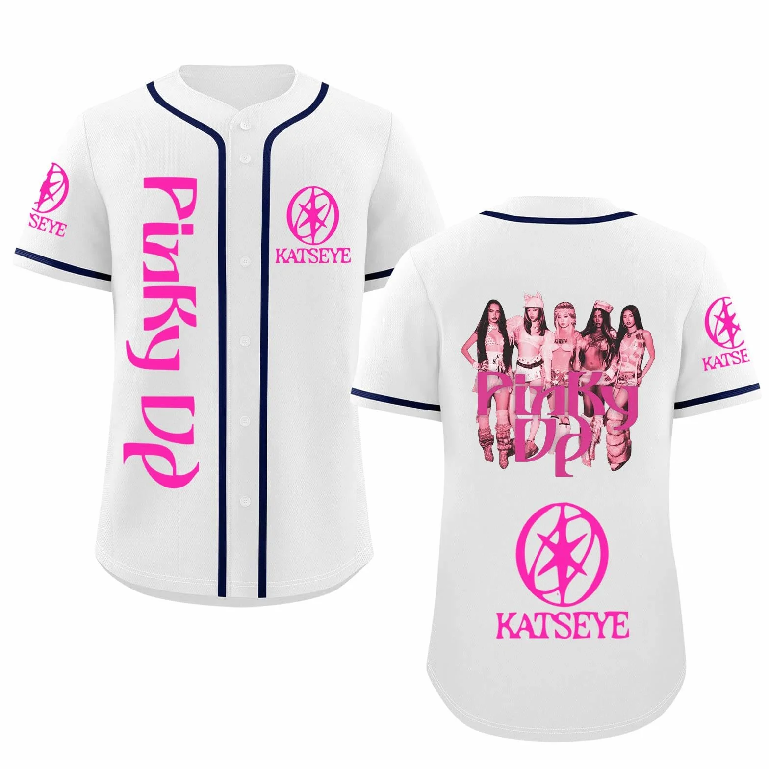 Katseye Beautiful Chaos Maillot De Baseball Rose à Manches Courtes Boutons Style Décontracté Hip-Hop Pour Fans