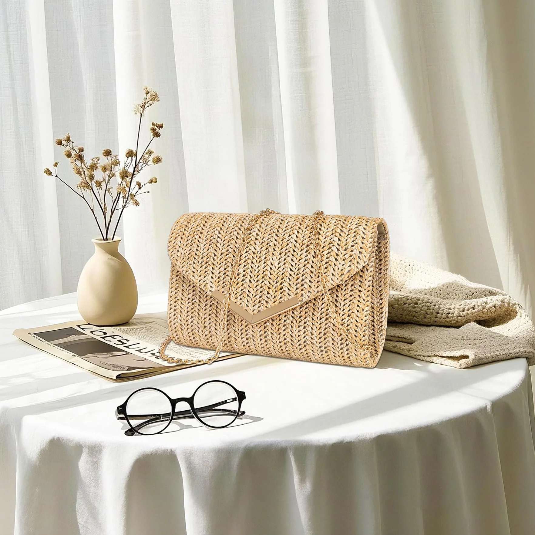 Larcenciel Pochettes et Clutches Femme Sac a Main avec Bandoulière Détachable