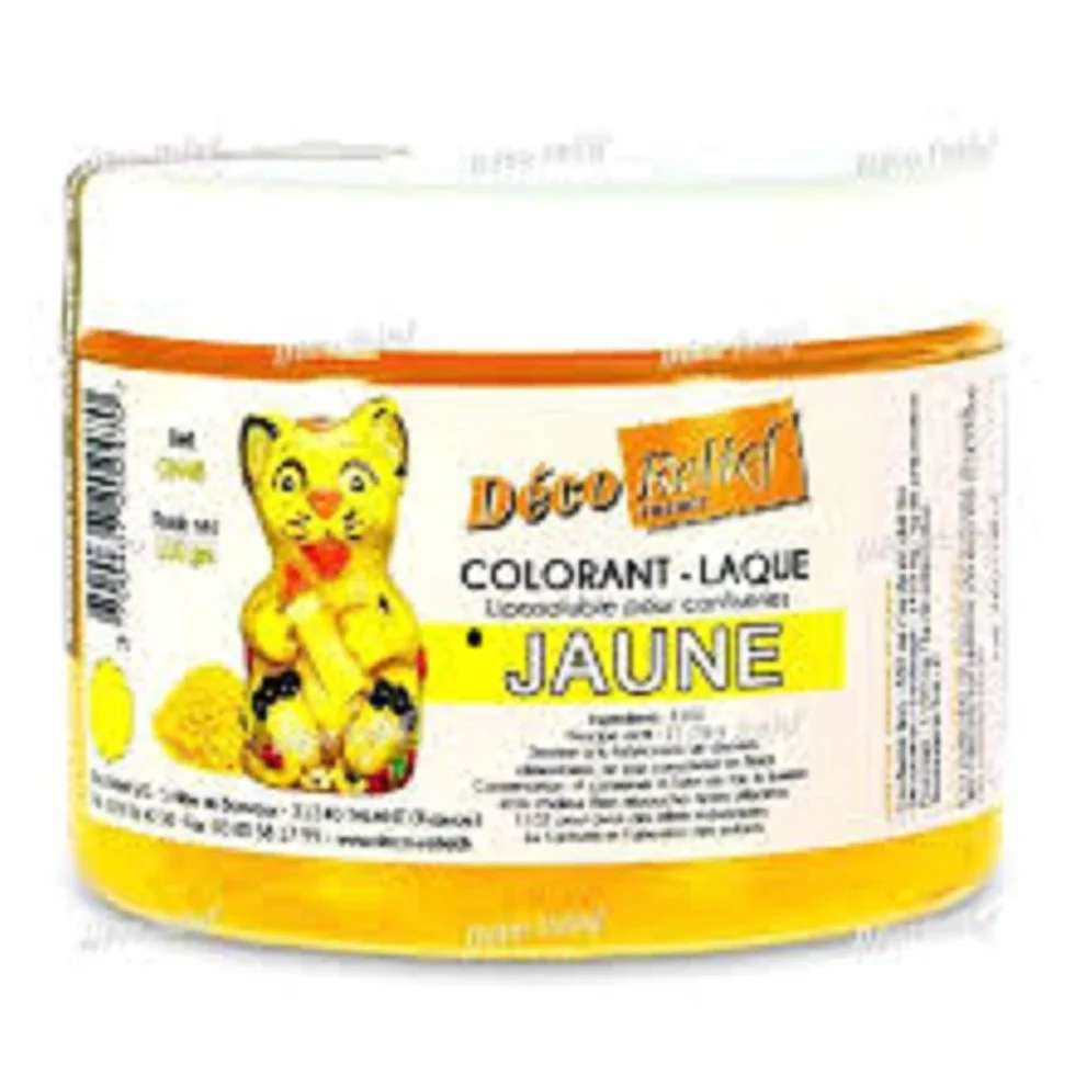 Déco Relief - Colorant Alimentaire Jaune 100 g - Colorant Liposoluble en Poudre - Ingrédient Cuisine & Pâtisserie - Pour Crèmes au Beurre, Chocolat, Pâtes d’Amande, Ganaches - CH46.