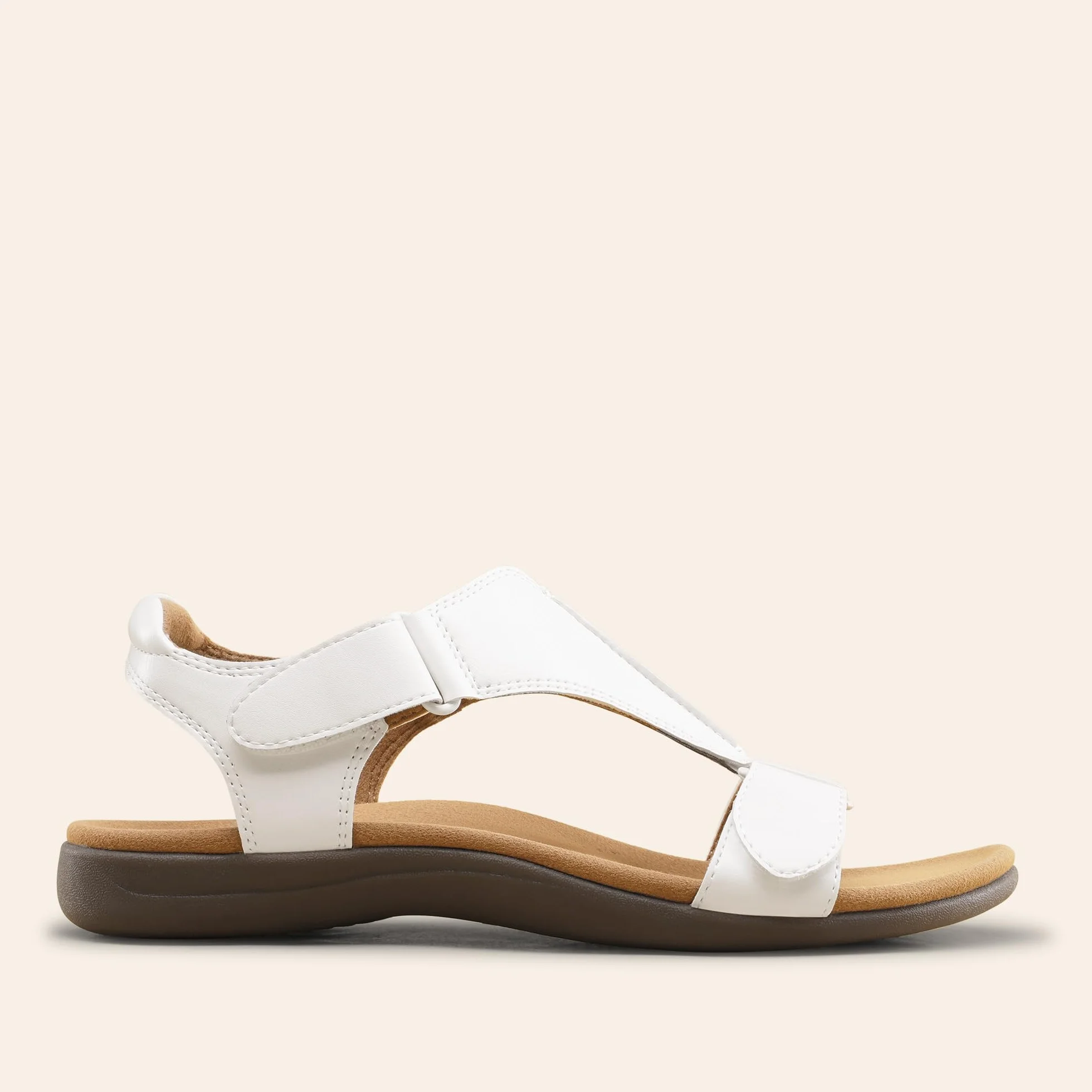 DREAM PAIRS Sandales orthopédiques plates soutien voûte plantaire sangle T femme confortables marche été
