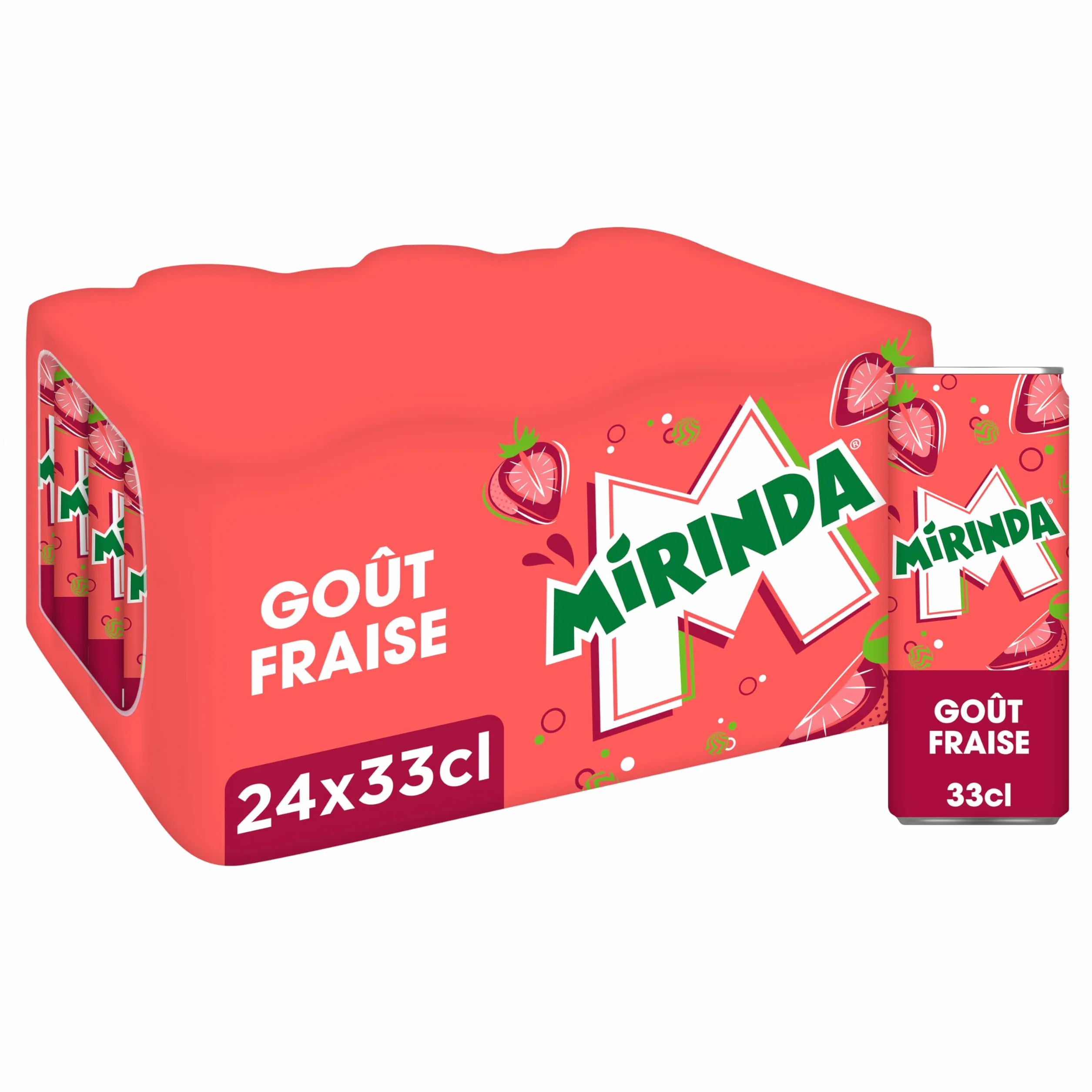 MIRINDA Soda Saveur Fraise - Lot de 24x33cl