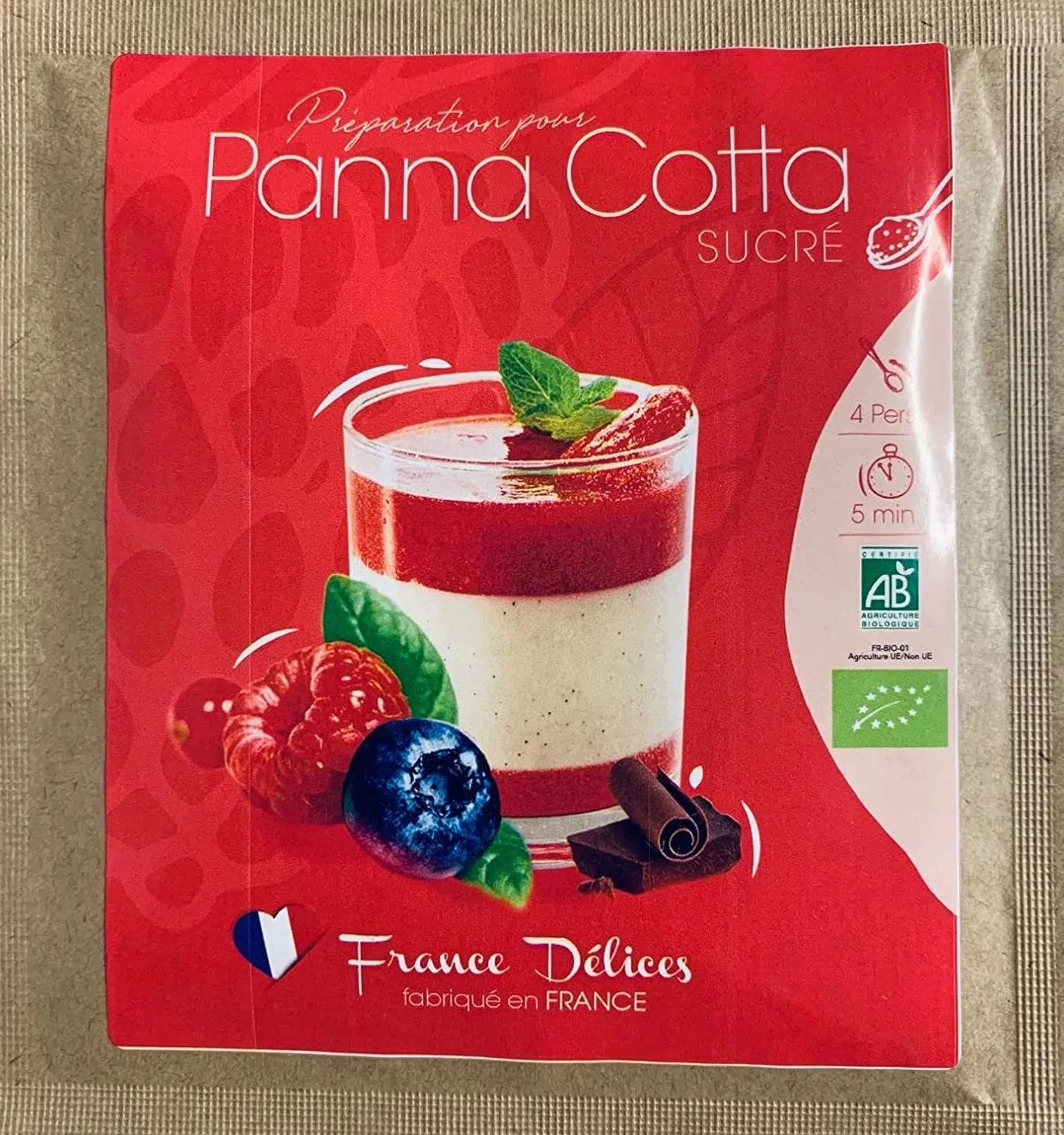FRANCE DÉLICES - Préparation Pâtisserie Pour Panna Cotta Bio - Dessert Ou Goûter Gourmand Et Naturel - Prêt En 5min - Fabrication Artisanale En France - 4 Pers. - 10 Sachets De 40g