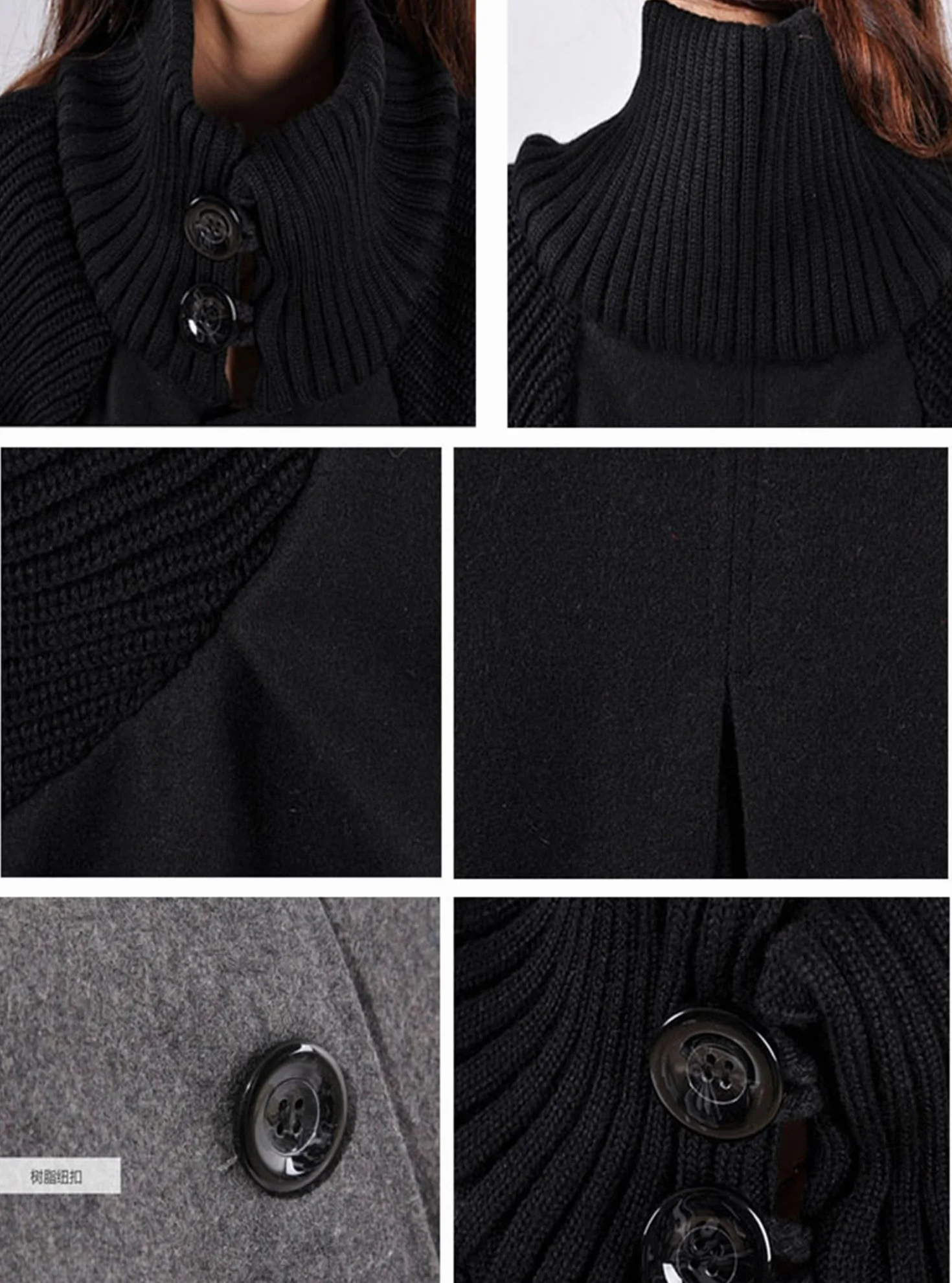 Manteau Femme Cape Manches Longues Poncho Swing A-Line Maternité Single-Breasted Veste Coton Automne Hiver Pull-Over