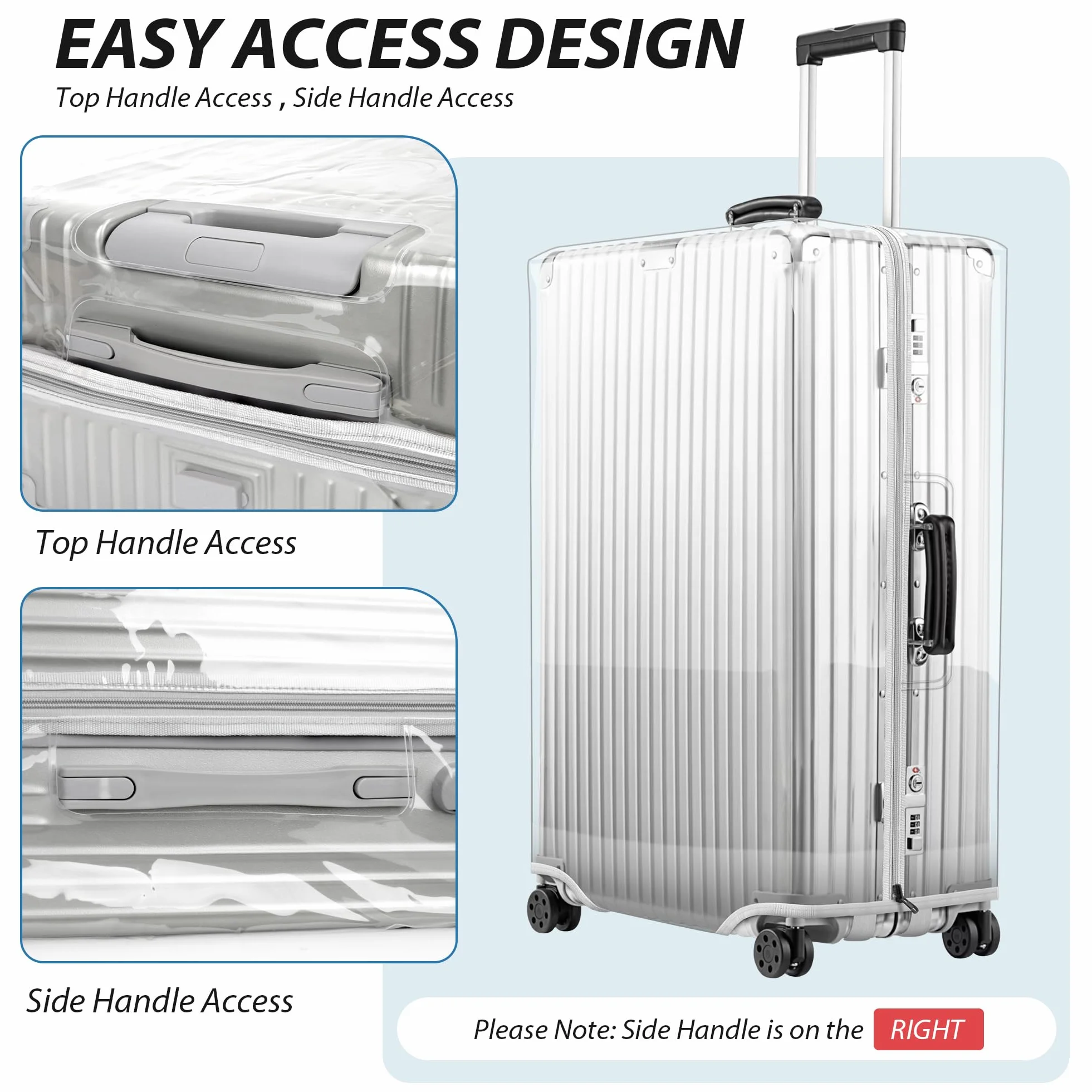 Housse de Protection Élastique Transparente pour Valise en PVC - Étui Étanche Universel Grande/Moyenne/Cabine