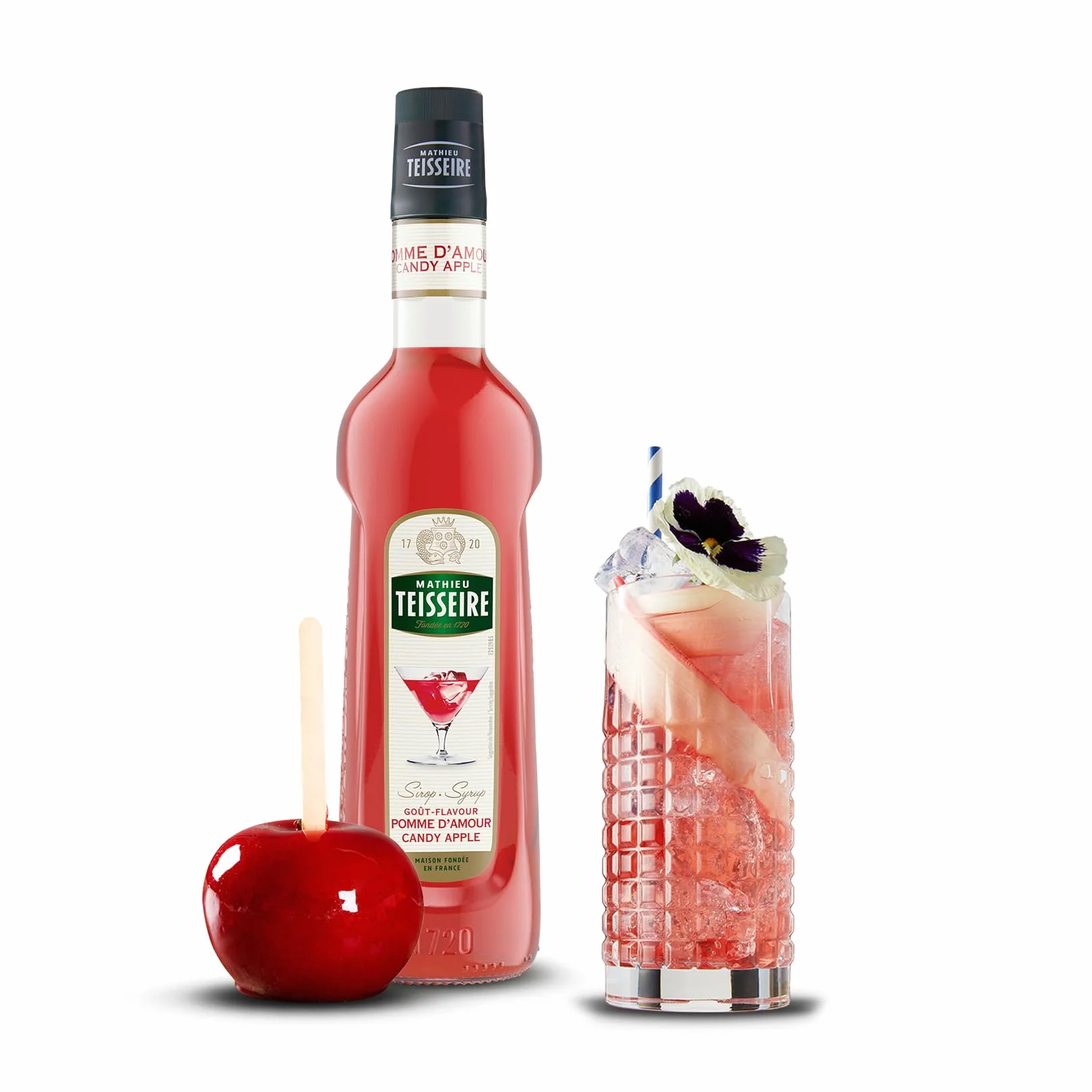 Mathieu Teisseire - Assortiment Fête Foraine : sirop de Pop corn, sirop de Barbe à papa, sirop de Pomme d'Amour pour boissons rafraichissantes, 3x70cl