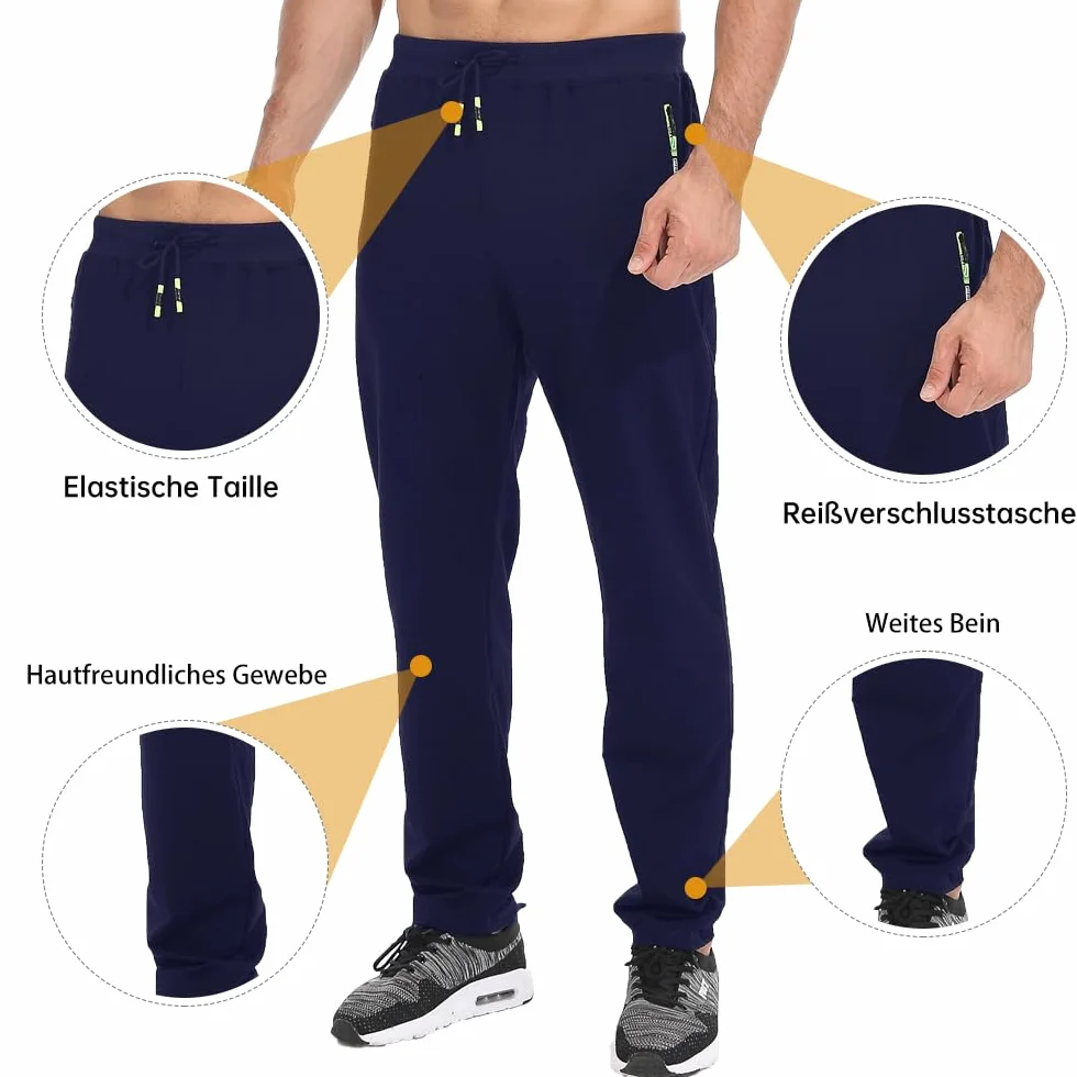 Tansozer Jogging Homme Pantalon Survêtement Coton Poches Zippées