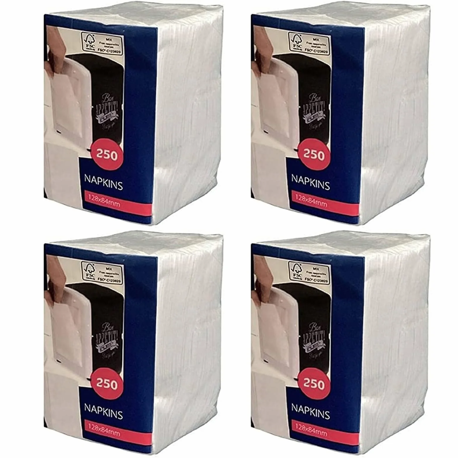 Lot de 1000 serviettes en cellulose - Pliées en 1/8 - Blanc - 12 x 8,5 cm - Pour bistro - Dîner - Food Gastro - Compatible avec les distributeurs Cabanaz (4 x 250 pièces, blanc, a bit thicker)