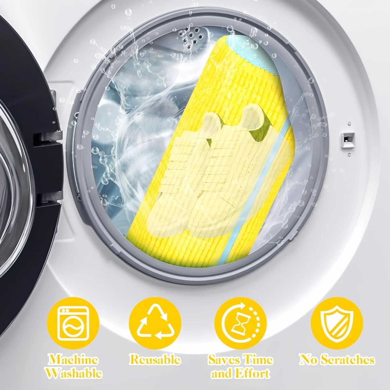 Sac Lavage Chaussures Machine à Laver Réutilisable Portable 360° avec Fermeture Éclair pour Baskets