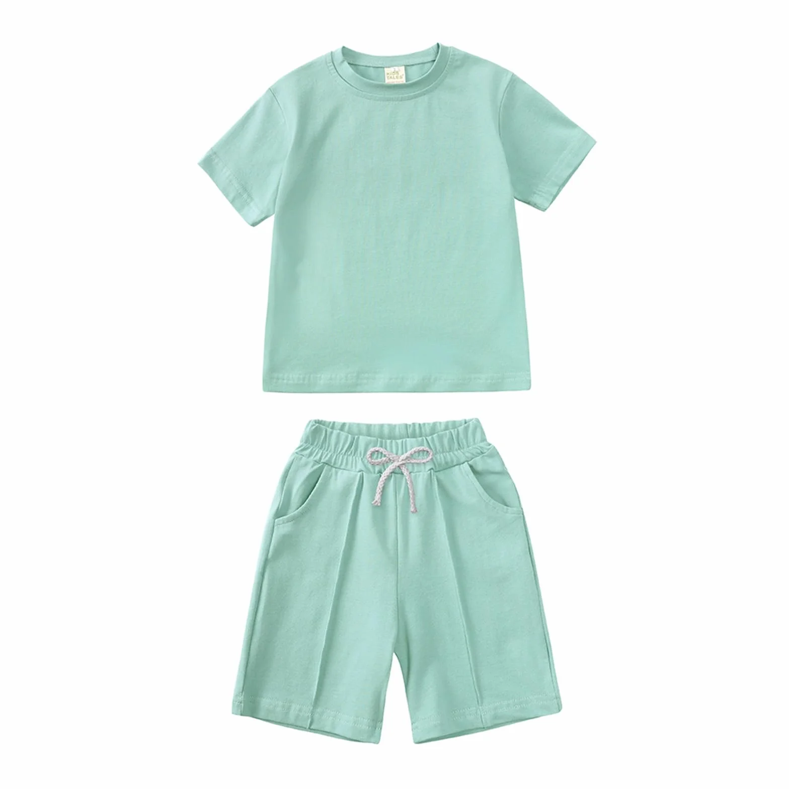 Ensemble Enfant 2 Pièces Short Tee Shirt d'été Couleur Unie Manches Courtes Lot De 2 Survêtements Confortable Respirant Casual Jogging Sport Plage 1-13 ans