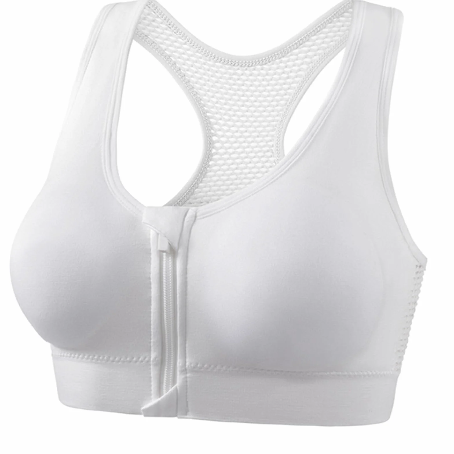 Lot de 3 Paires Soutien Gorge sans Armature Brassiere Sport Femme Maintien Fort Fermeture Devant Zippée Push Up Légère Bretelles Croisées Dos Tailles S à 4XL