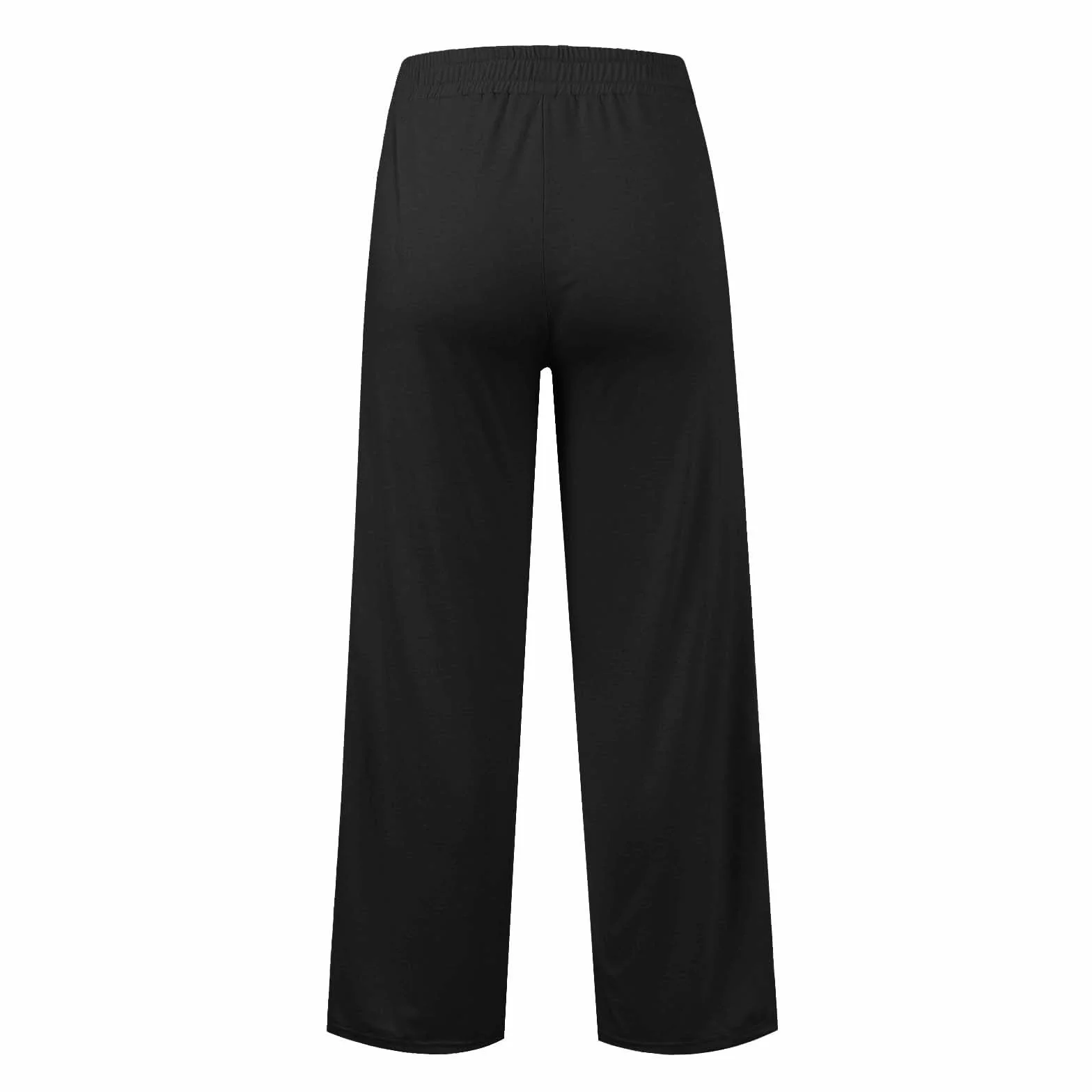 Pantalon de jogging ample taille haute pour filles avec cordon de serrage, jambe droite, couleur unie, poches