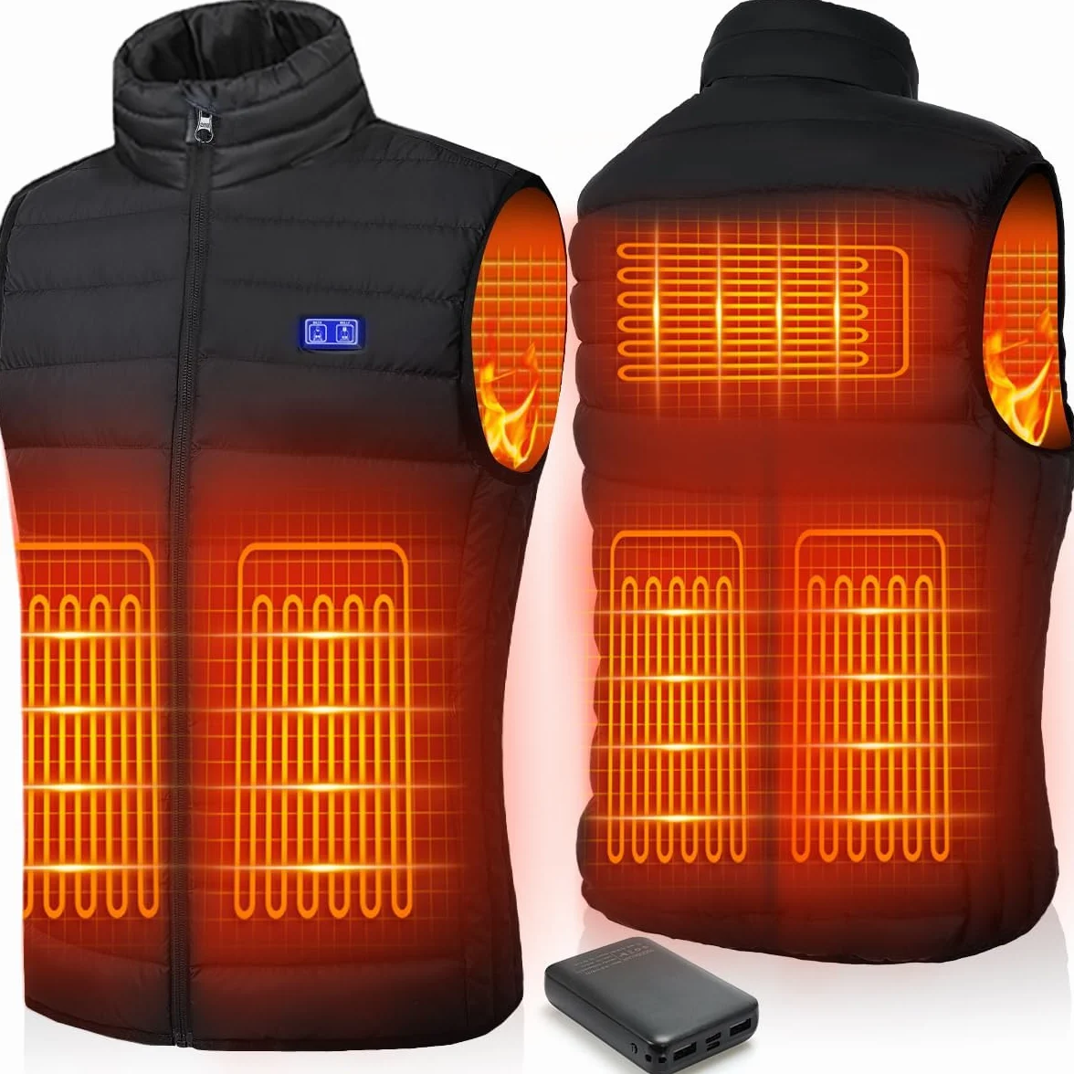 Gilet Chauffant Homme Femme avec Batterie Incluse 3 Niveaux de Température Veste Chauffante Hiver