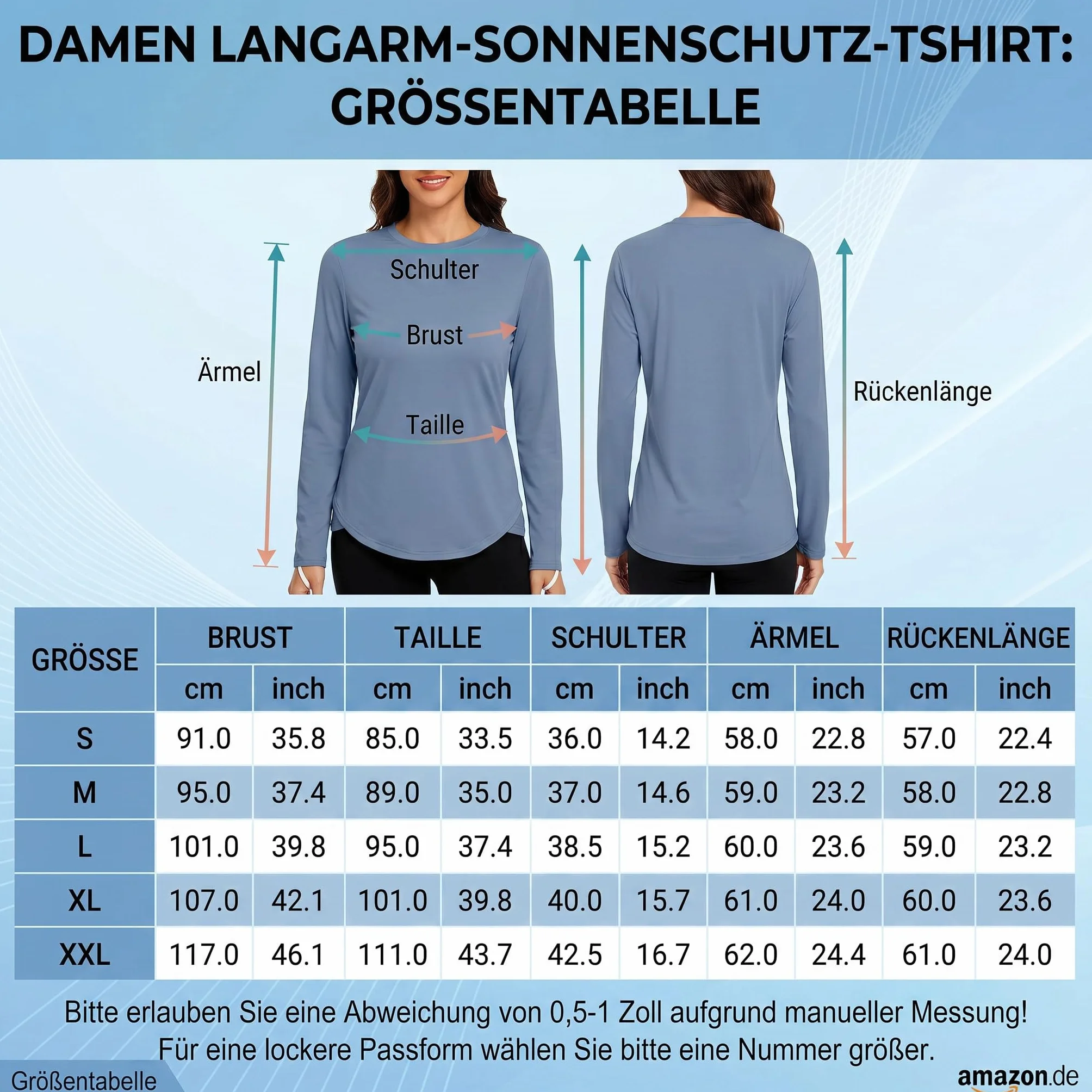 PINSPARK Chemise de Sport Femme UPF 50+ T-Shirt à séchage Rapide Manches Longues Yoga Top Rashguard