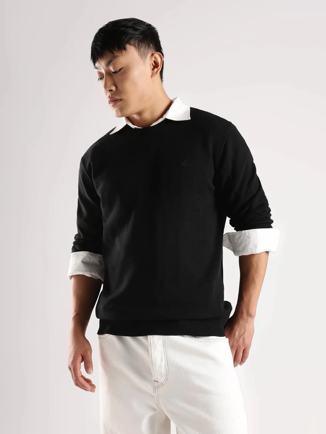 Calvin Klein Compact Cotton Crewneck Sweater Pull Homme